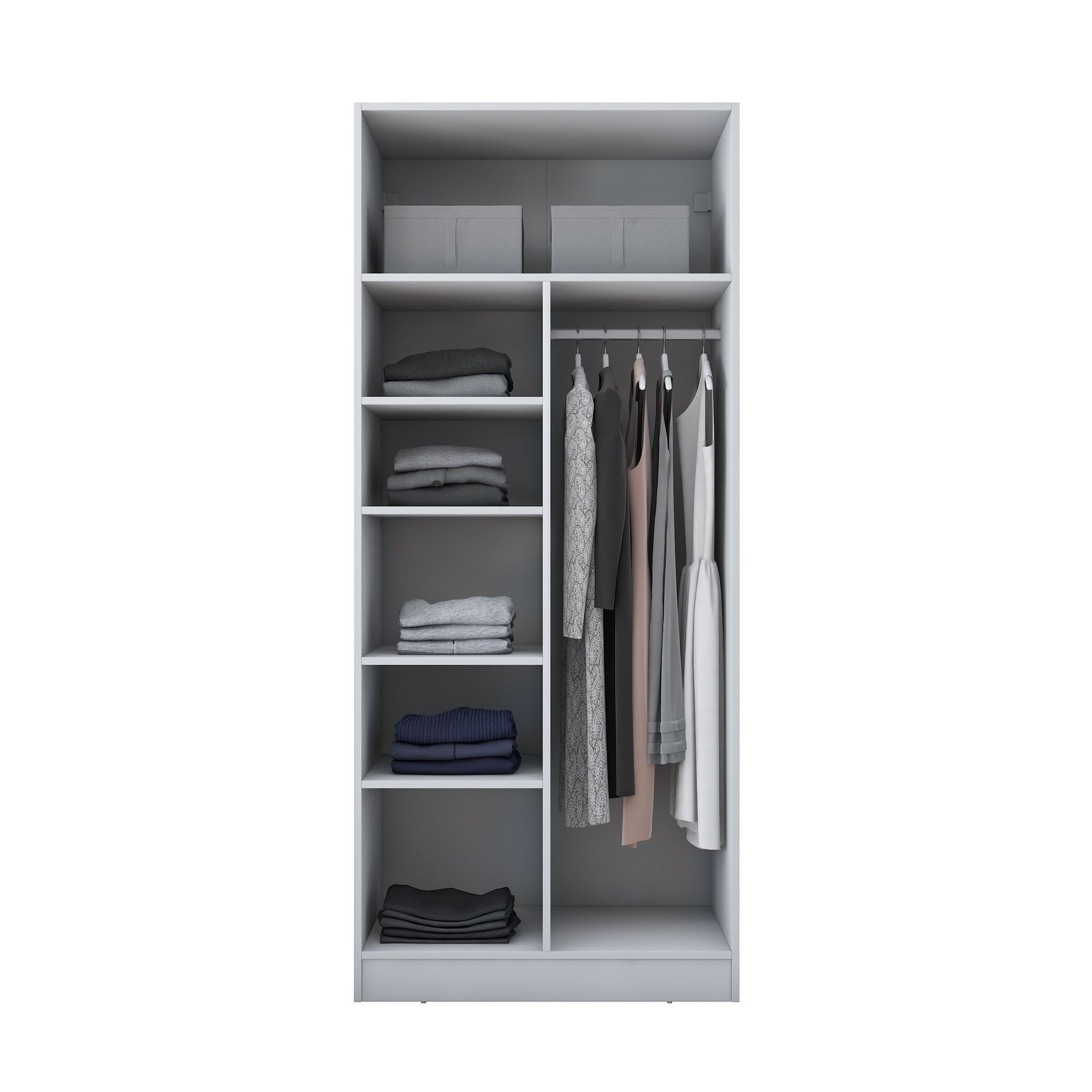 Dulap haine BA223, 90 x 210 x 57,5 cm, alb, PAL, spatiu de depozitare, fixare pe perete — imaginea 2