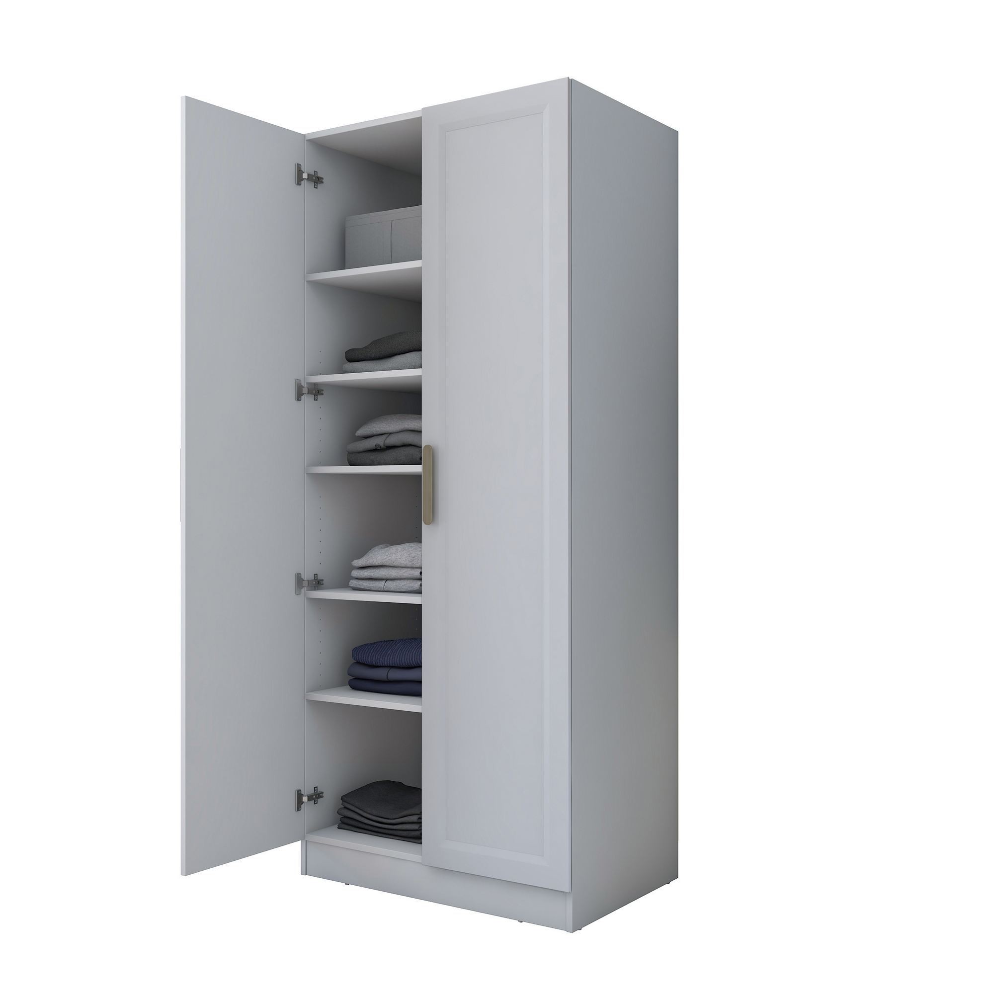 Dulap haine BA223, 90 x 210 x 57,5 cm, alb, PAL, spatiu de depozitare, fixare pe perete — imaginea 4