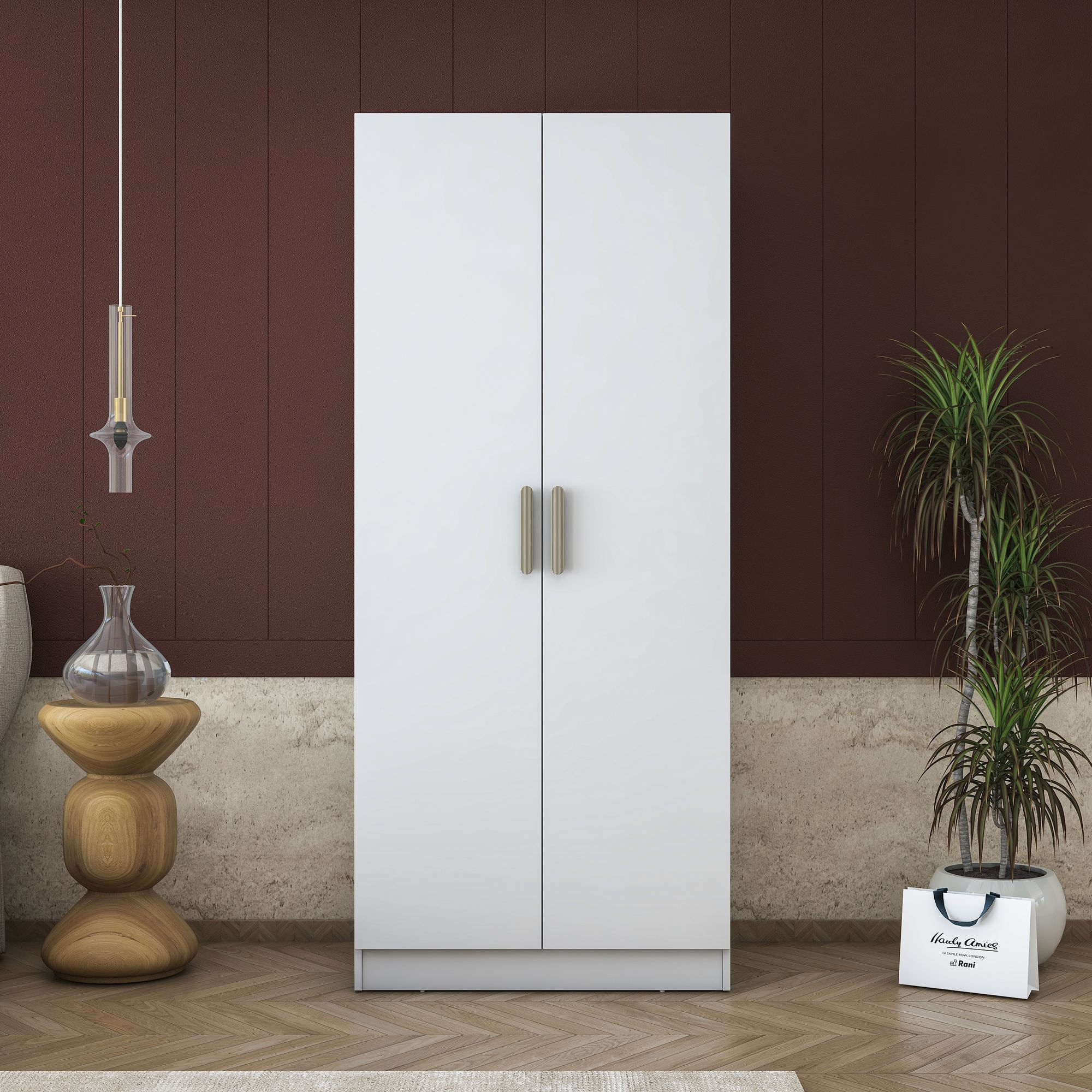 Dulap haine BA171, 90 x 210 x 57,5 cm, alb, PAL, spatiu de depozitare, fixare pe perete — imaginea 6