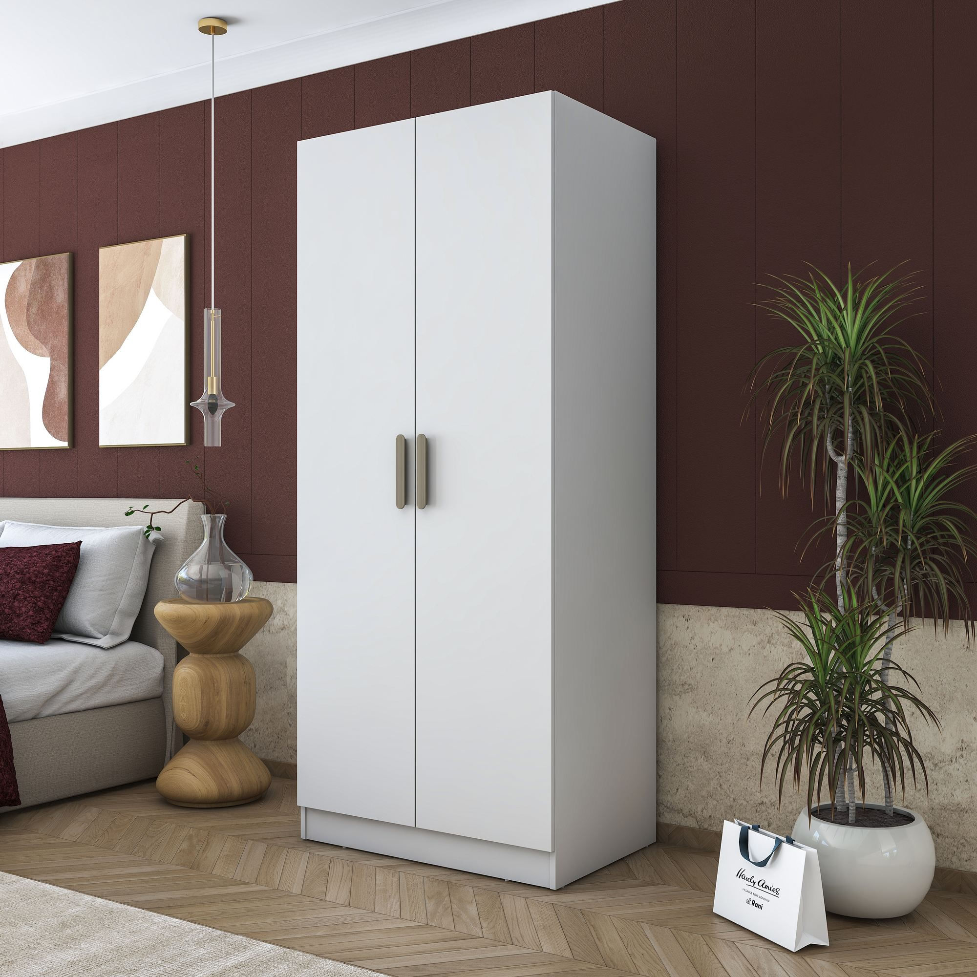 Dulap haine BA171, 90 x 210 x 57,5 cm, alb, PAL, spatiu de depozitare, fixare pe perete — imaginea 8