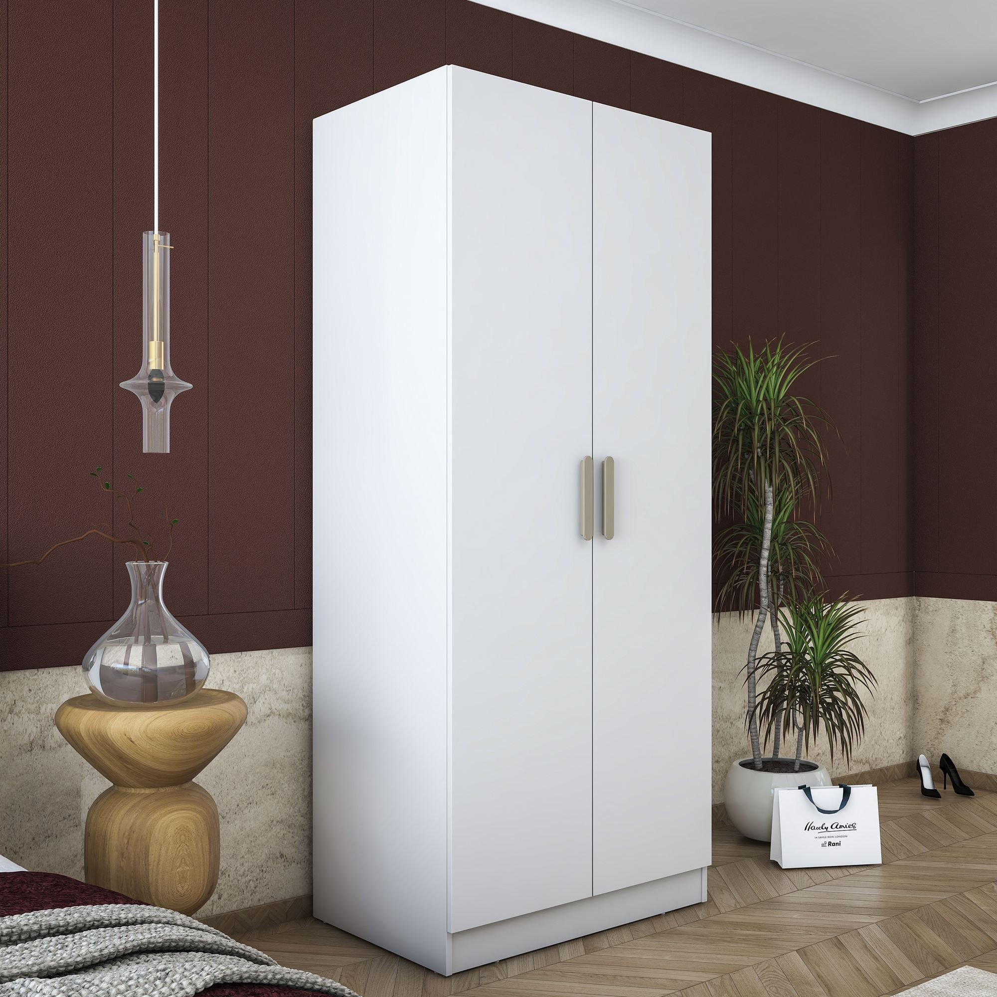 Dulap haine BA171, 90 x 210 x 57,5 cm, alb, PAL, spatiu de depozitare, fixare pe perete — imaginea 11