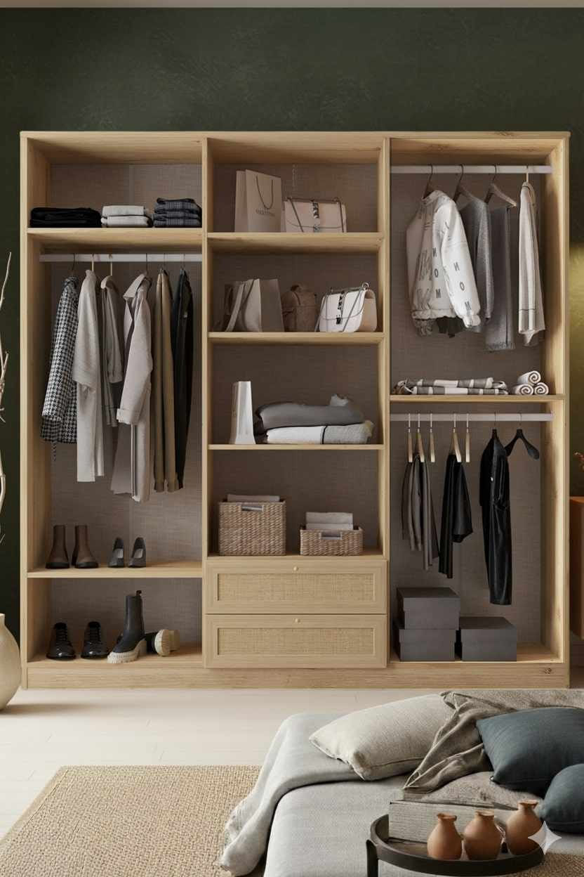 Dulap haine Baru 6 210, 206 x 210 x 52 cm, bej, PAL melaminat, organizare haine — imaginea 3
