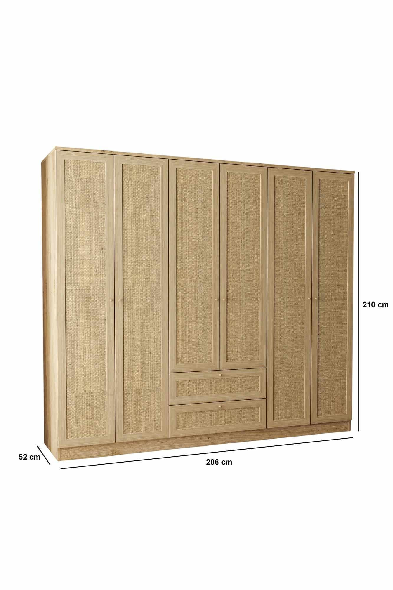 Dulap haine Baru 6 210, 206 x 210 x 52 cm, bej, PAL melaminat, organizare haine — imaginea 7