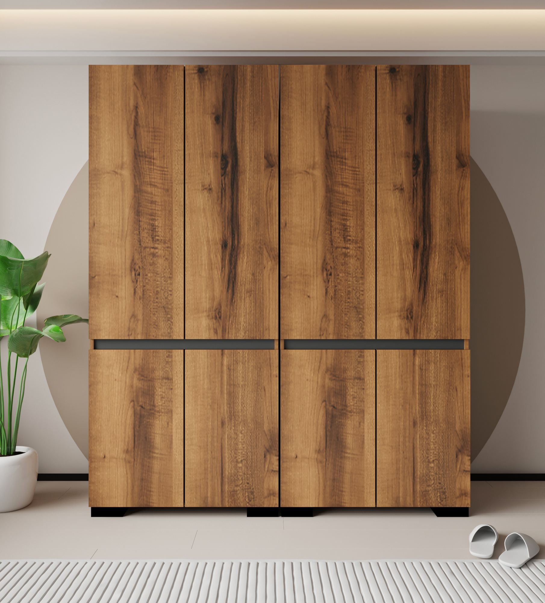 Dulap haine Floransa 180, 180 x 210 x 52 cm, PAL melaminat, spatiu de depozitare, fixare pe perete, capacitate 30 kg, nuc / antracit — imaginea 4