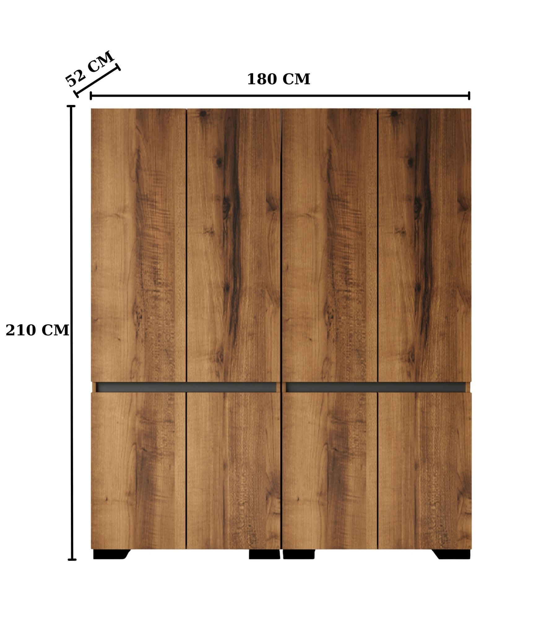 Dulap haine Floransa 180, 180 x 210 x 52 cm, PAL melaminat, spatiu de depozitare, fixare pe perete, capacitate 30 kg, nuc / antracit — imaginea 5