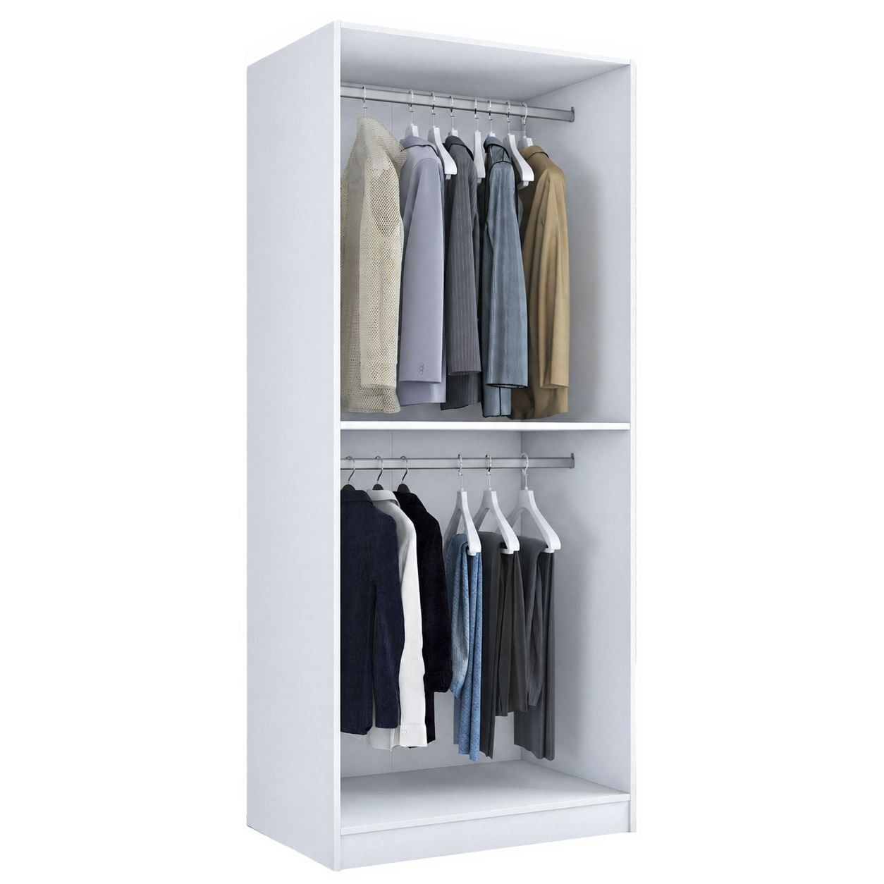 Dulap haine BA230, 90 x 210 x 57,5 cm, alb, PAL, spatiu de depozitare, fixare pe perete — imaginea 2