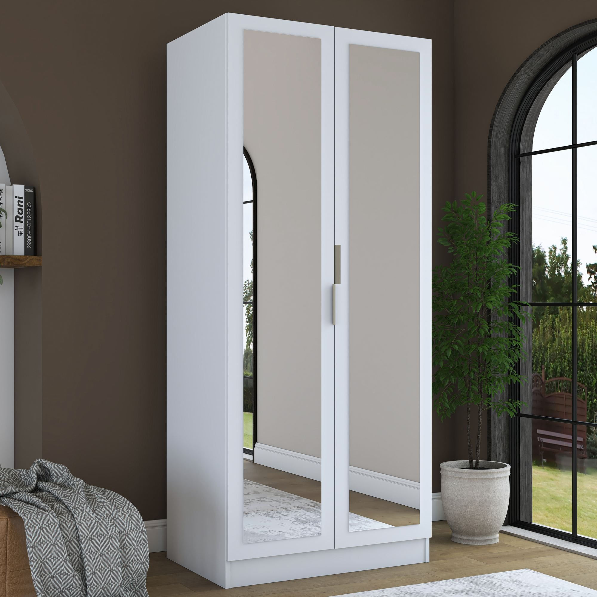 Dulap haine BA230, 90 x 210 x 57,5 cm, alb, PAL, spatiu de depozitare, fixare pe perete — imaginea 6