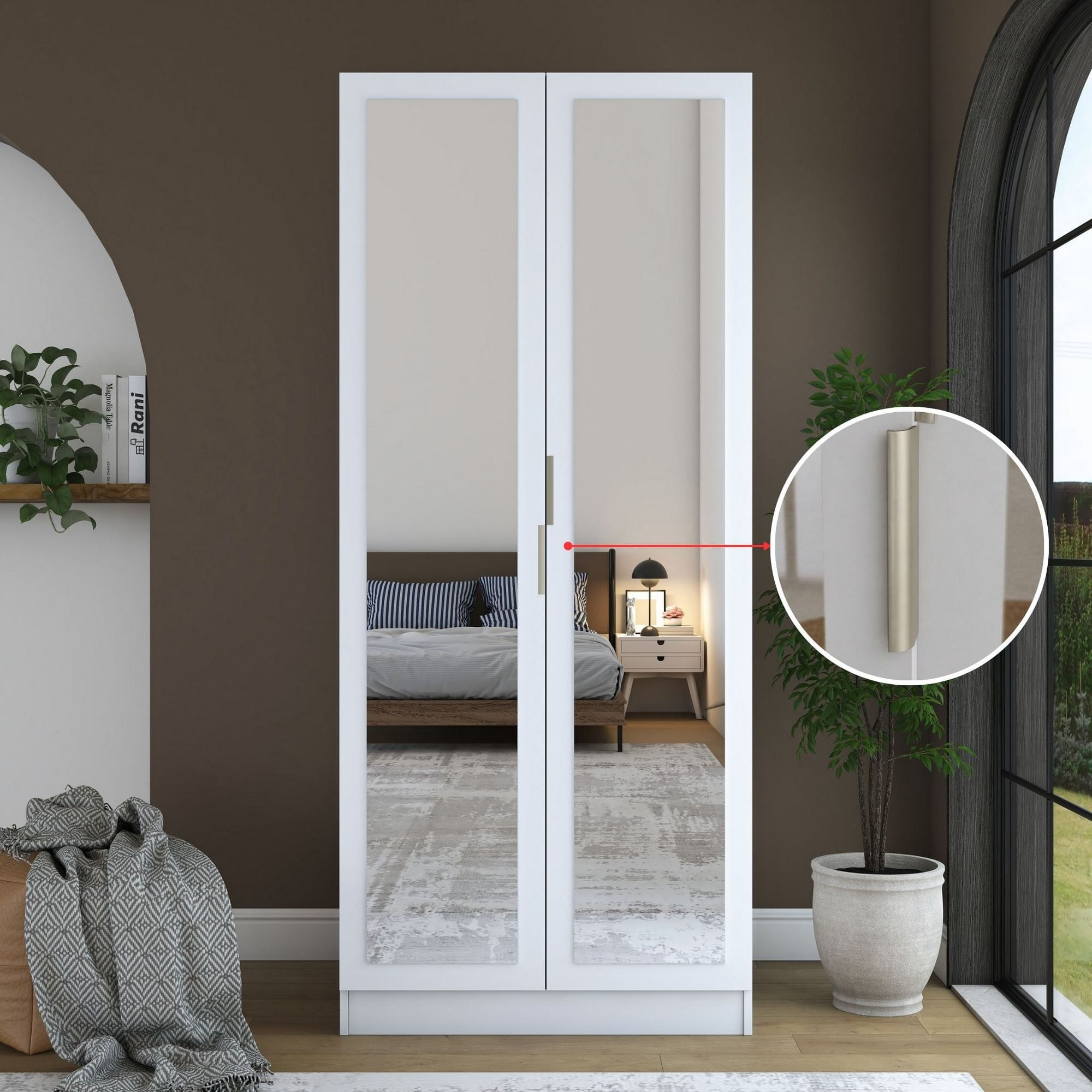 Dulap haine BA230, 90 x 210 x 57,5 cm, alb, PAL, spatiu de depozitare, fixare pe perete — imaginea 8