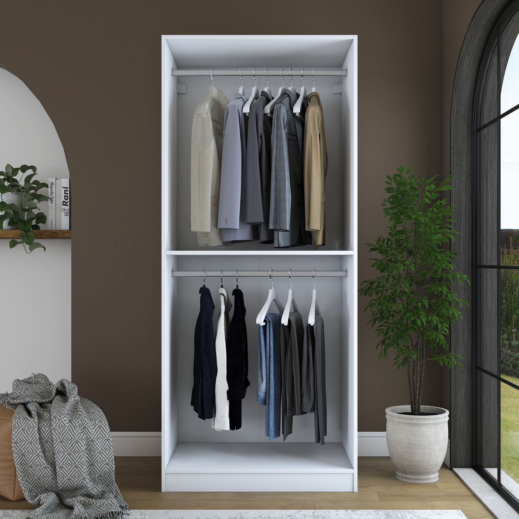 Dulap haine BA230, 90 x 210 x 57,5 cm, alb, PAL, spatiu de depozitare, fixare pe perete — imaginea 9