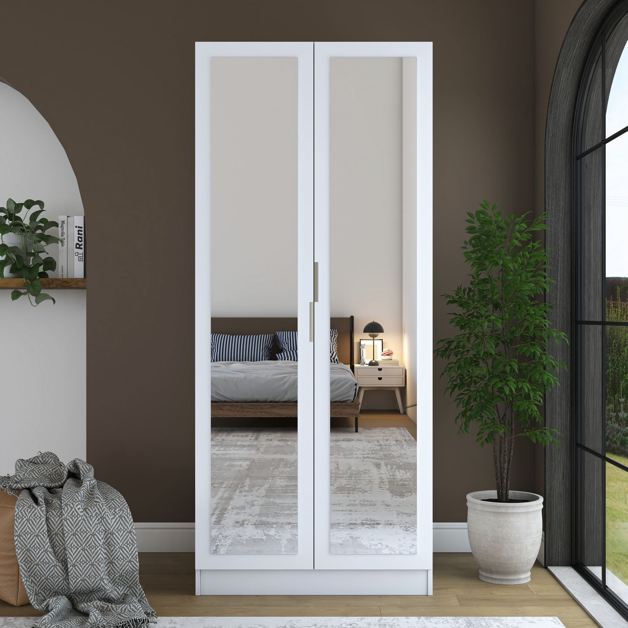 Dulap haine BA230, 90 x 210 x 57,5 cm, alb, PAL, spatiu de depozitare, fixare pe perete — imaginea 11