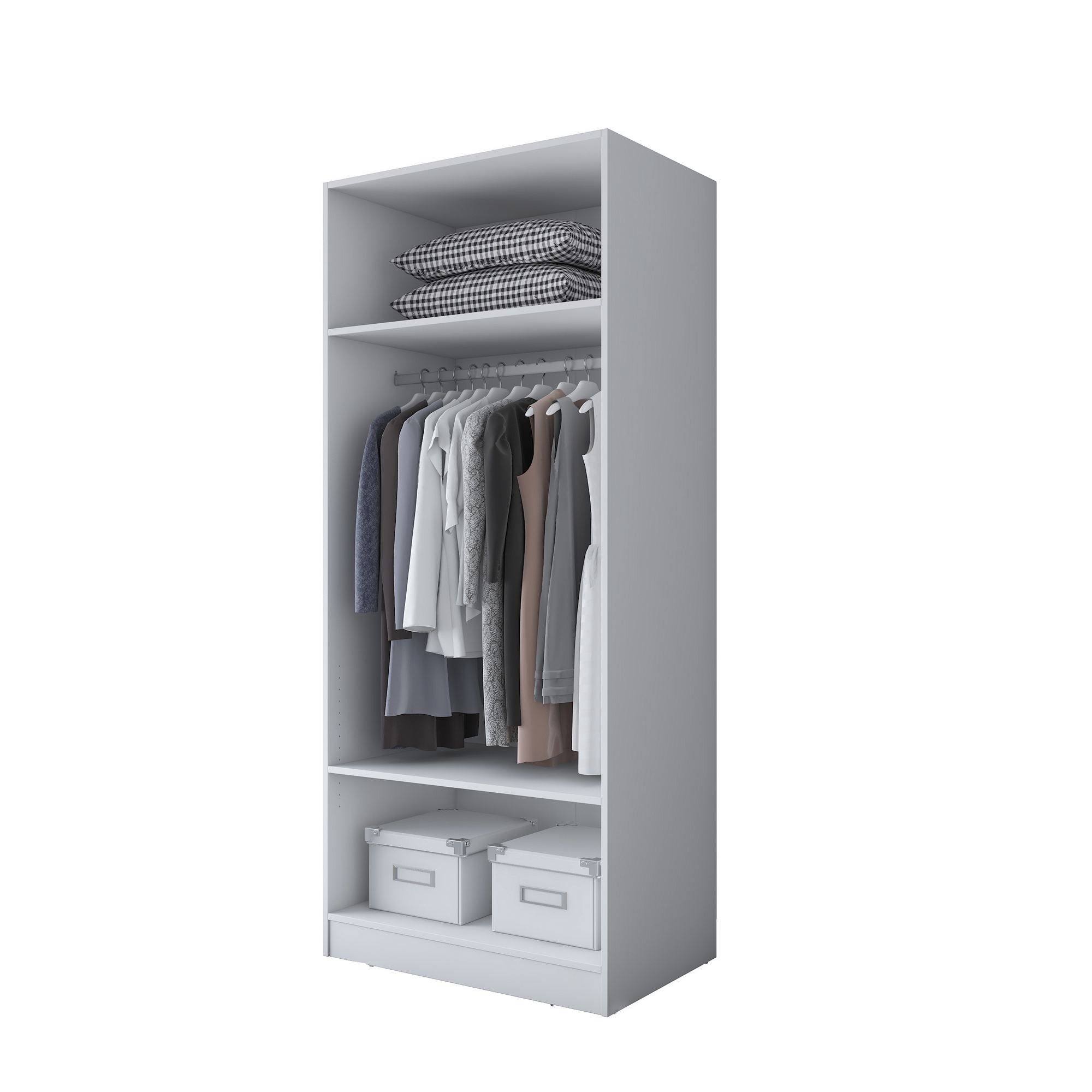 Dulap haine BA181, 90 x 210 x 57,5 cm, alb, PAL, spatiu de depozitare, fixare pe perete — imaginea 4