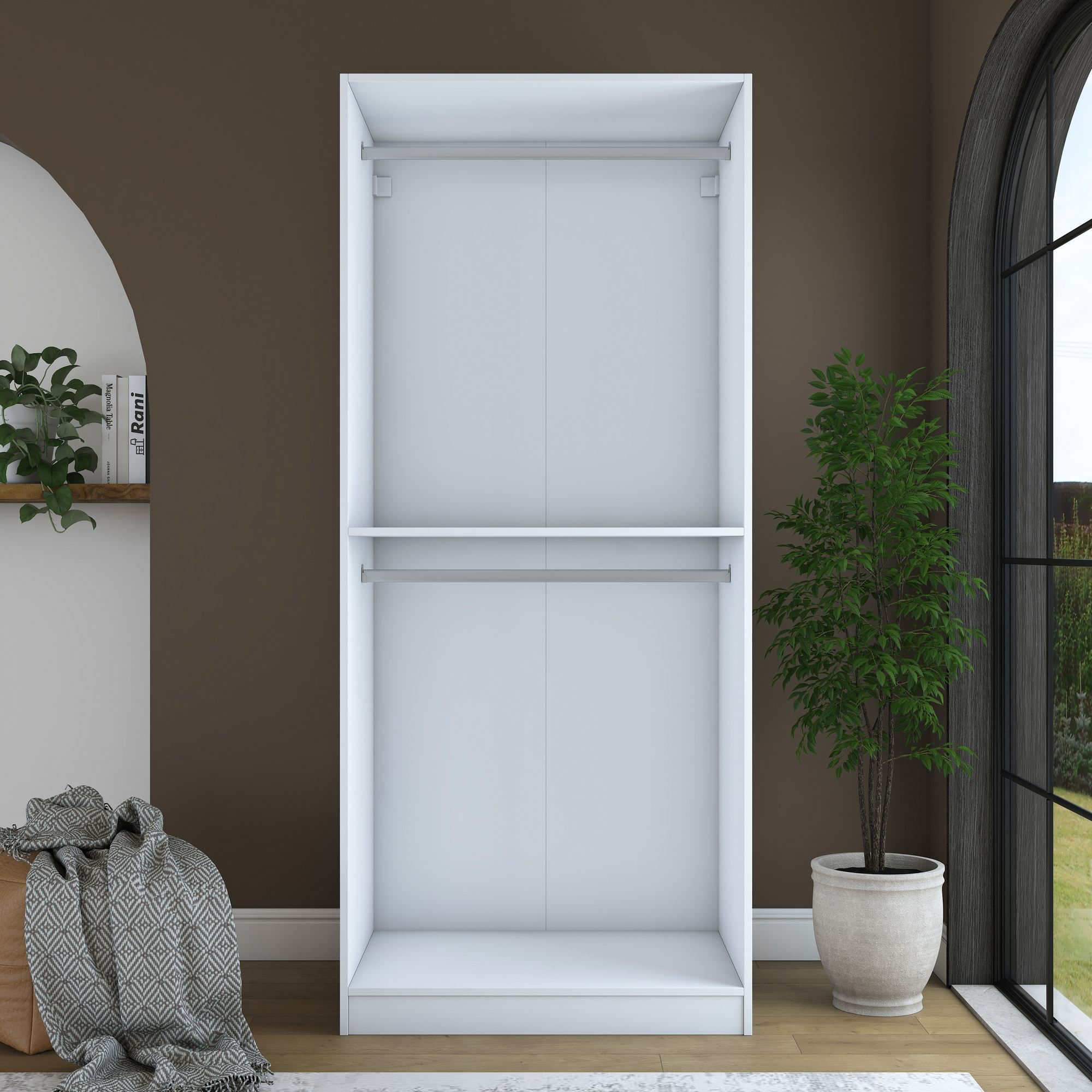 Dulap haine BA230, 90 x 210 x 57,5 cm, alb, PAL, spatiu de depozitare, fixare pe perete — imaginea 12