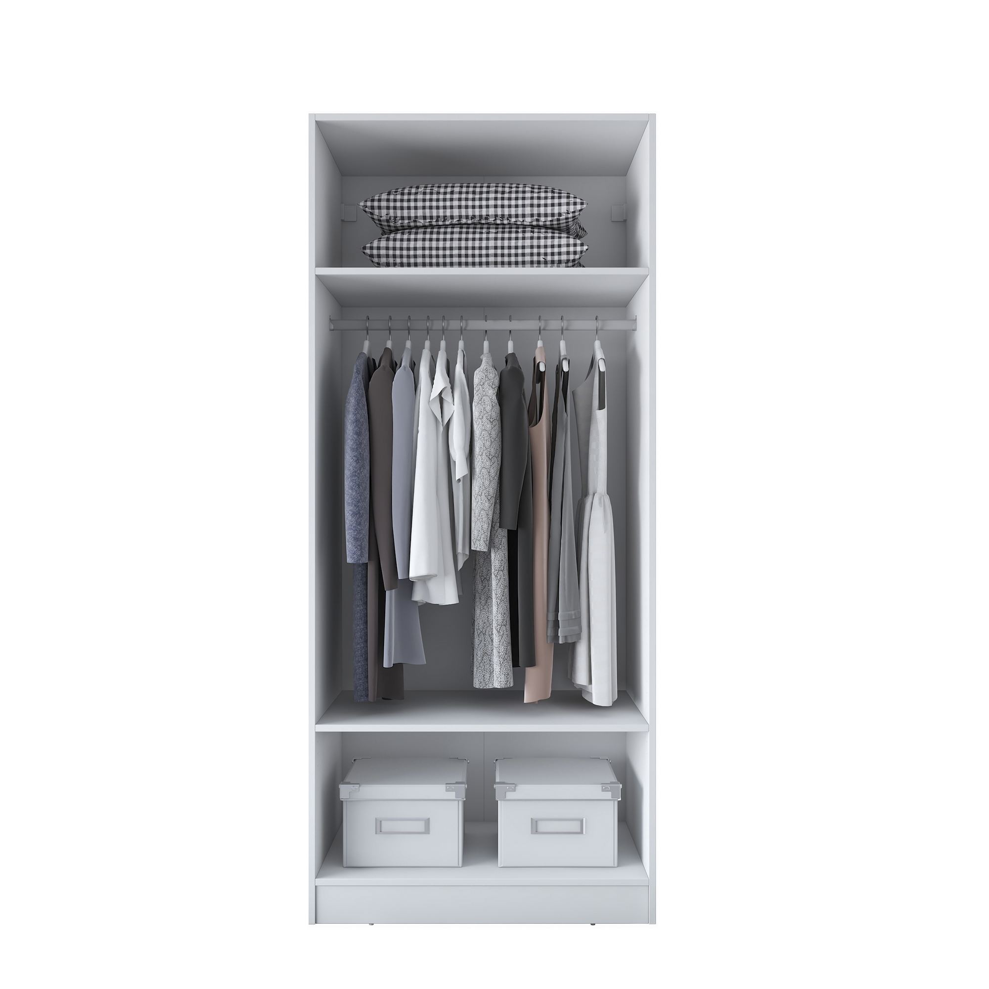 Dulap haine BA181, 90 x 210 x 57,5 cm, alb, PAL, spatiu de depozitare, fixare pe perete — imaginea 7