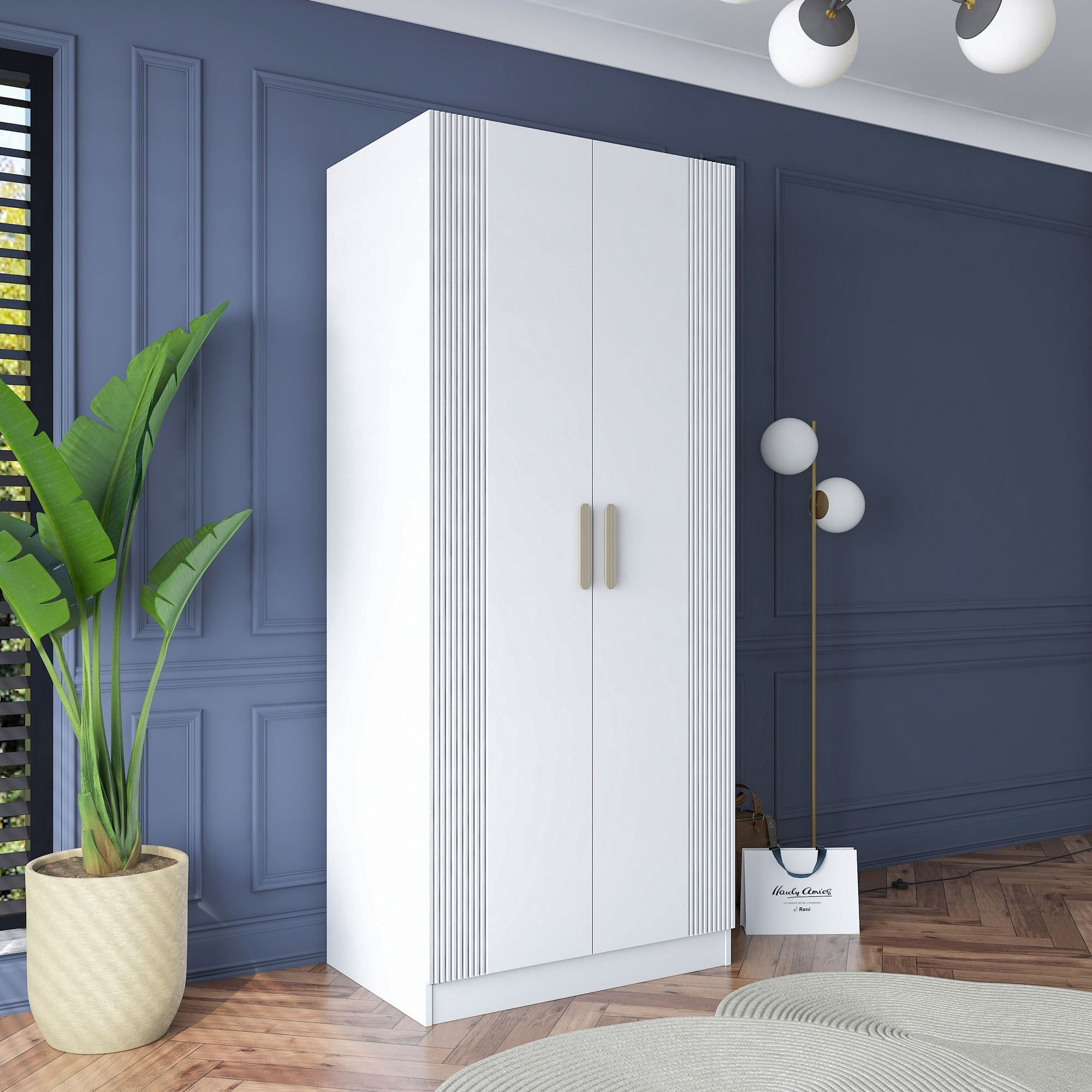 Dulap haine BA181, 90 x 210 x 57,5 cm, alb, PAL, spatiu de depozitare, fixare pe perete — imaginea 10