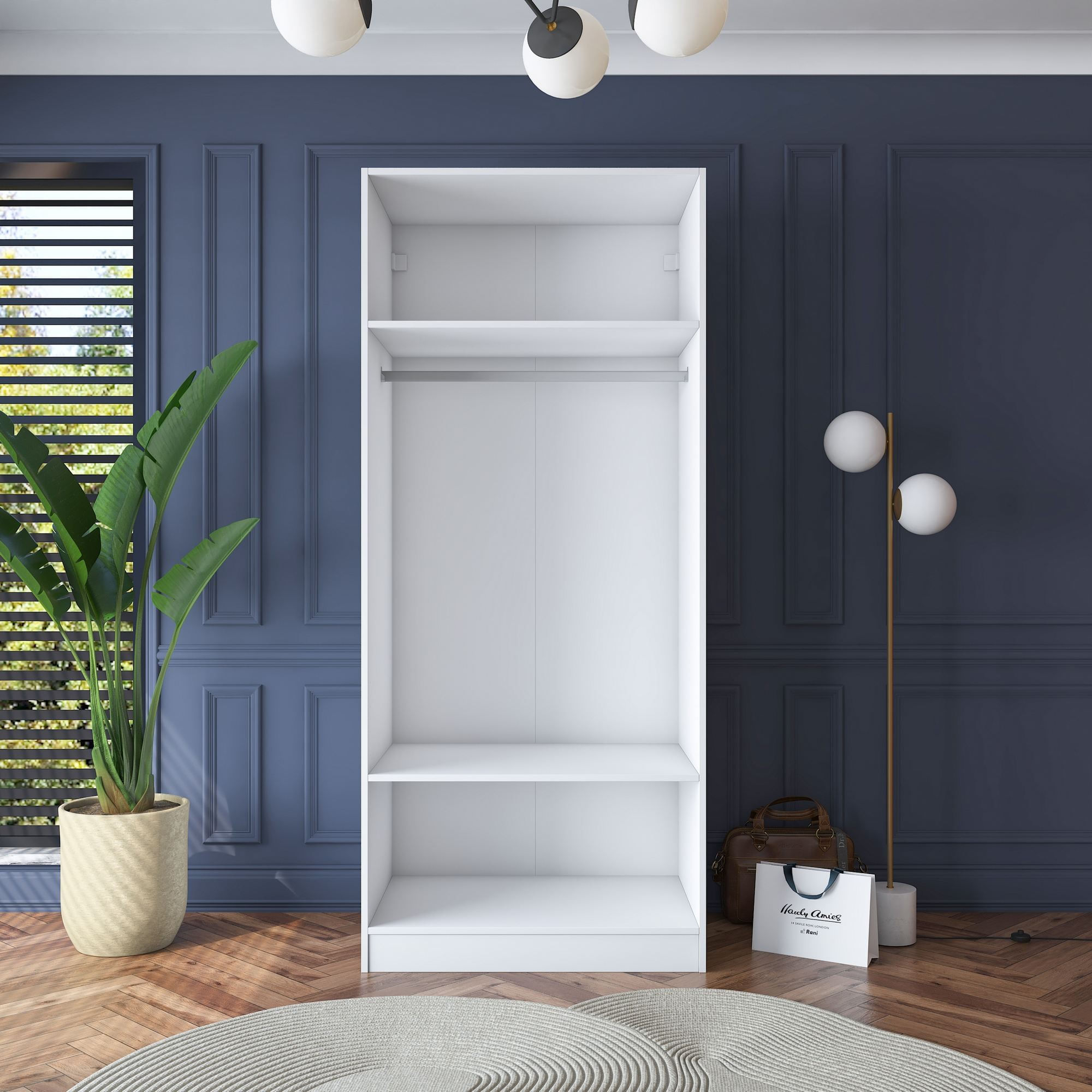 Dulap haine BA181, 90 x 210 x 57,5 cm, alb, PAL, spatiu de depozitare, fixare pe perete — imaginea 12
