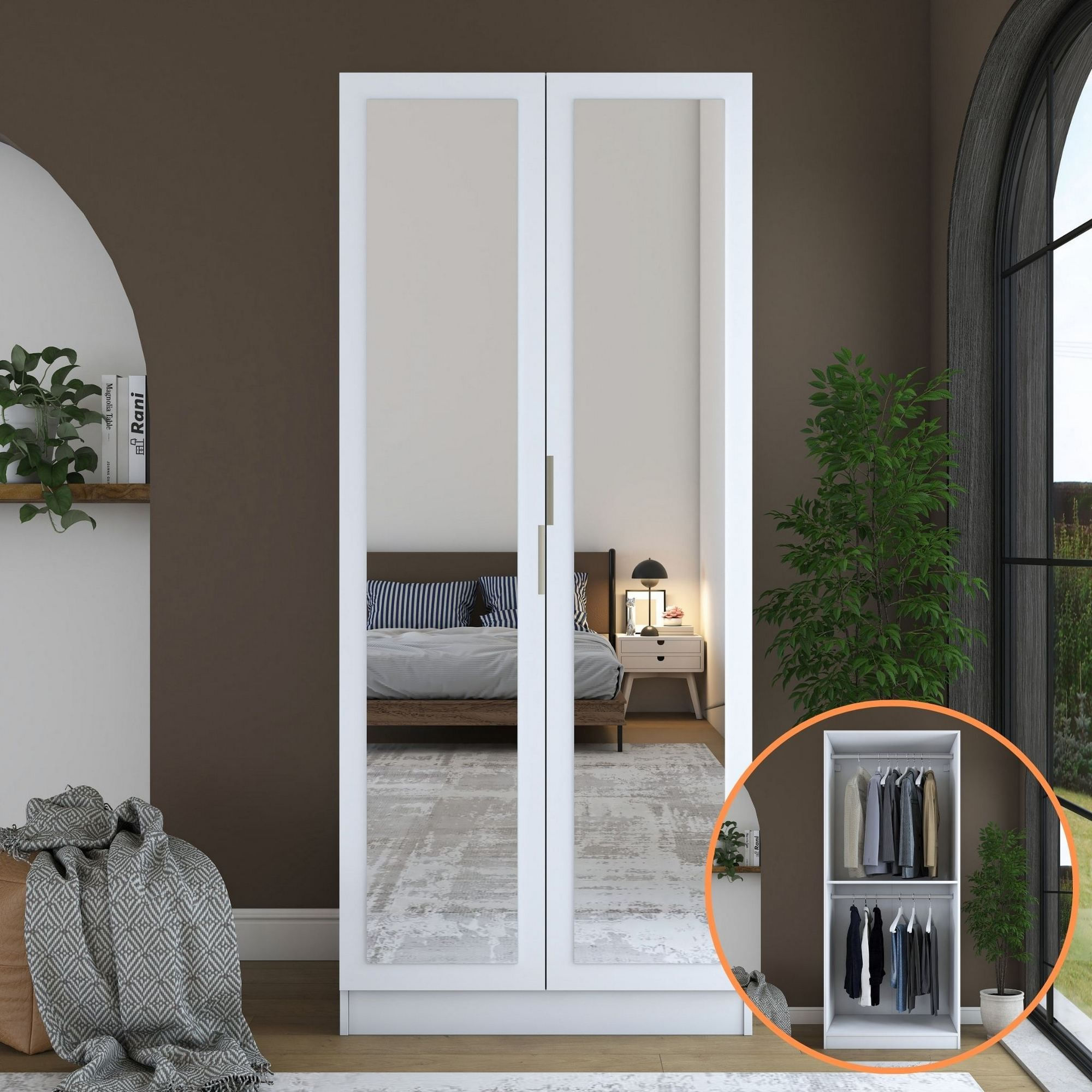 Dulap haine BA230, 90 x 210 x 57,5 cm, alb, PAL, spatiu de depozitare, fixare pe perete — imaginea 13