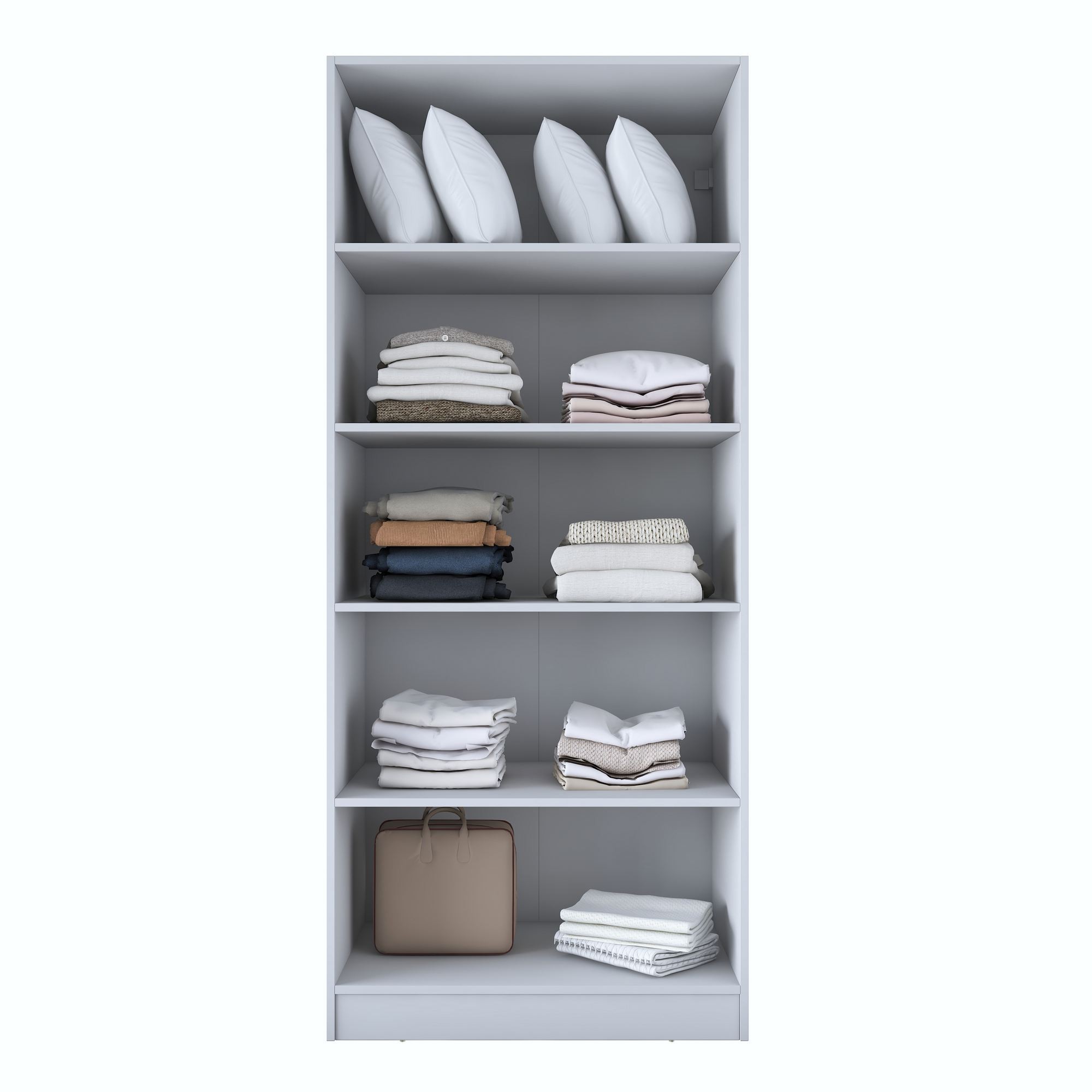 Dulap haine BA202, 90 x 210 x 57,5 cm, alb, PAL, spatiu de depozitare, fixare pe perete — imaginea 3