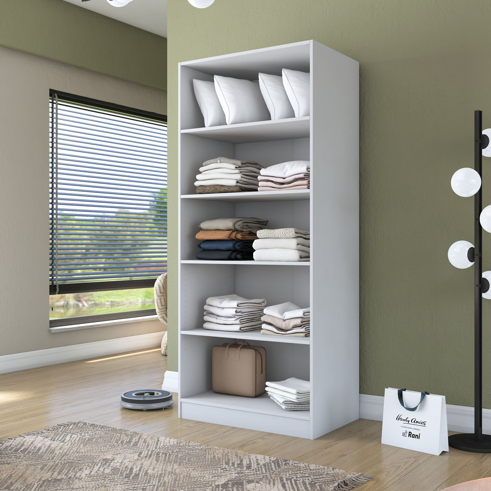 Dulap haine BA202, 90 x 210 x 57,5 cm, alb, PAL, spatiu de depozitare, fixare pe perete — imaginea 7