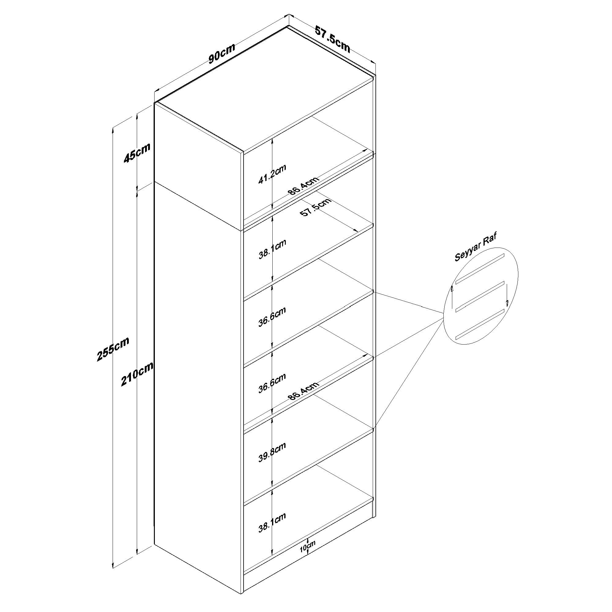 Dulap haine BA210, 90 x 255 x 57,5 cm, alb, PAL, spatiu de depozitare, fixare pe perete — imaginea 2