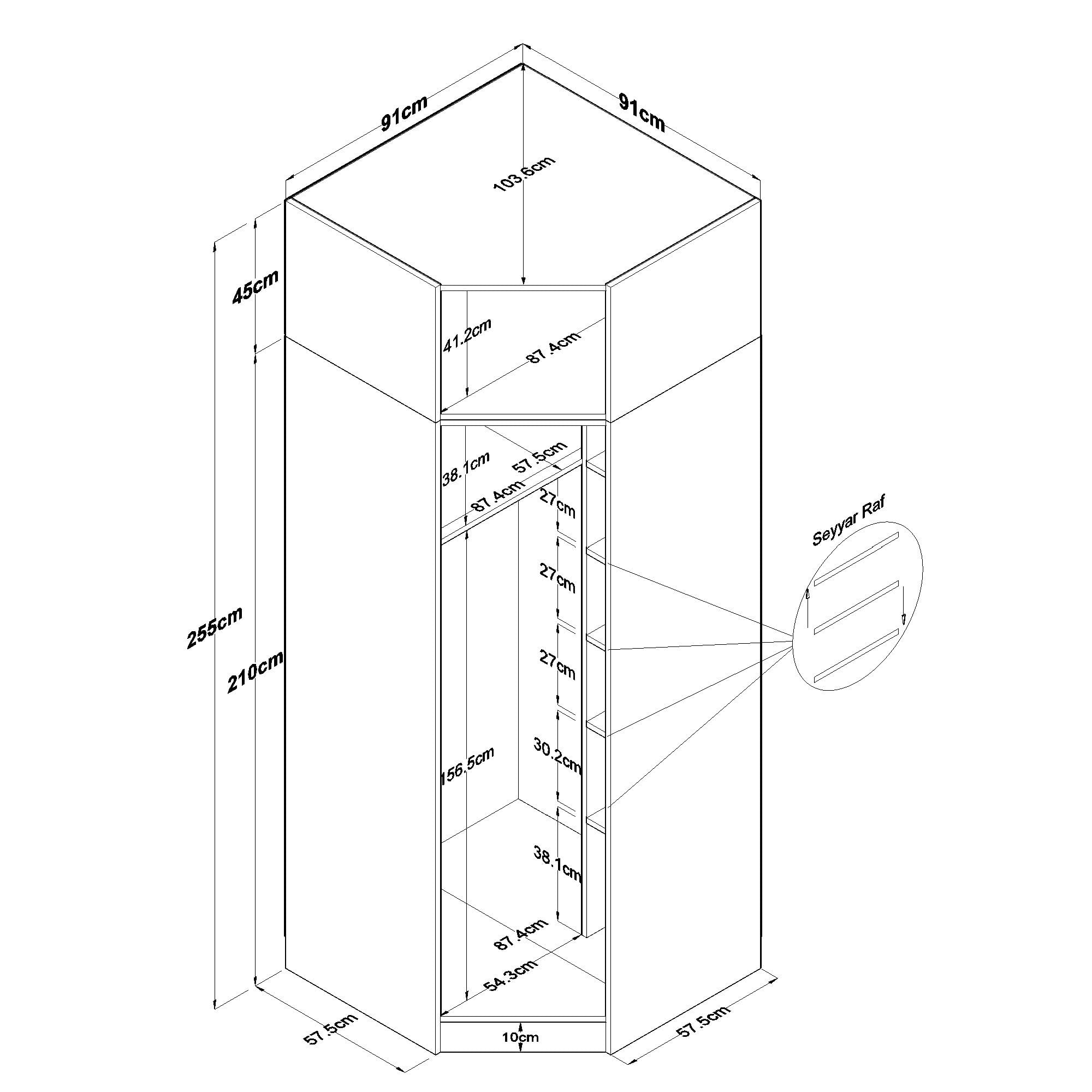 Dulap haine BA213, 91 x 255 x 57,5 cm, alb, PAL, spatiu de depozitare, fixare pe perete — imaginea 4