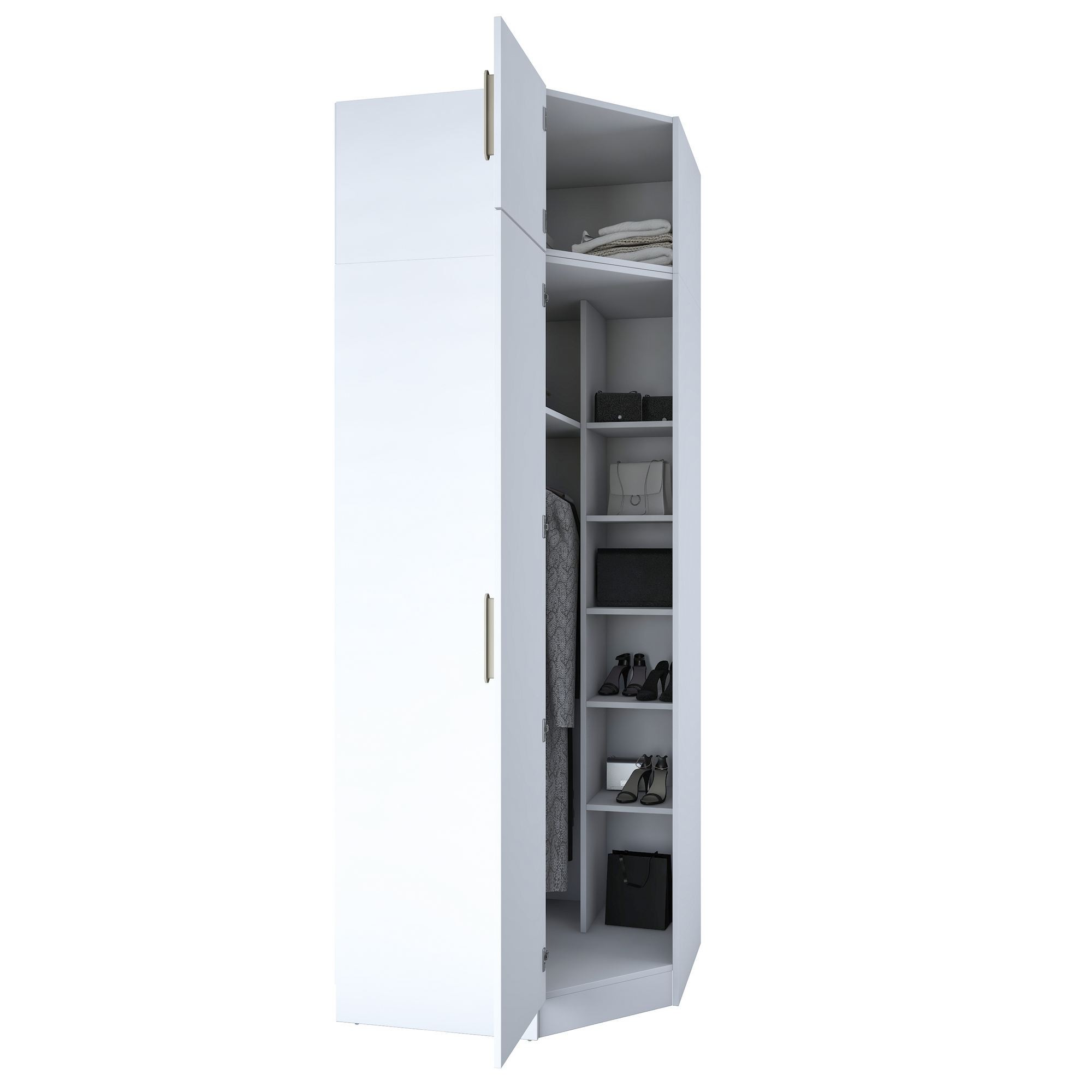Dulap haine BA213, 91 x 255 x 57,5 cm, alb, PAL, spatiu de depozitare, fixare pe perete — imaginea 6