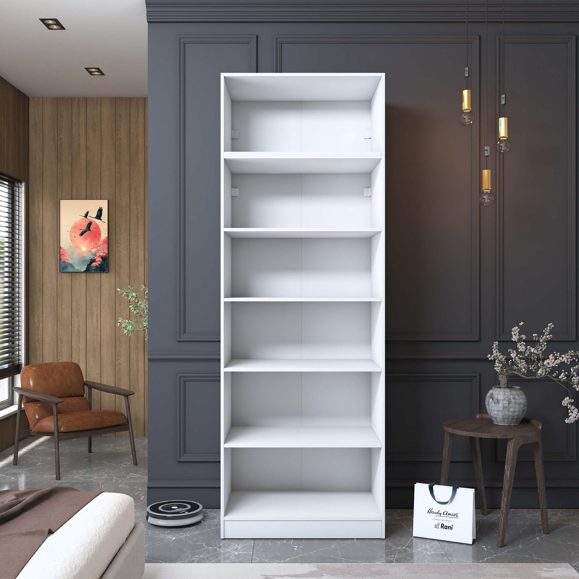 Dulap haine BA210, 90 x 255 x 57,5 cm, alb, PAL, spatiu de depozitare, fixare pe perete — imaginea 5