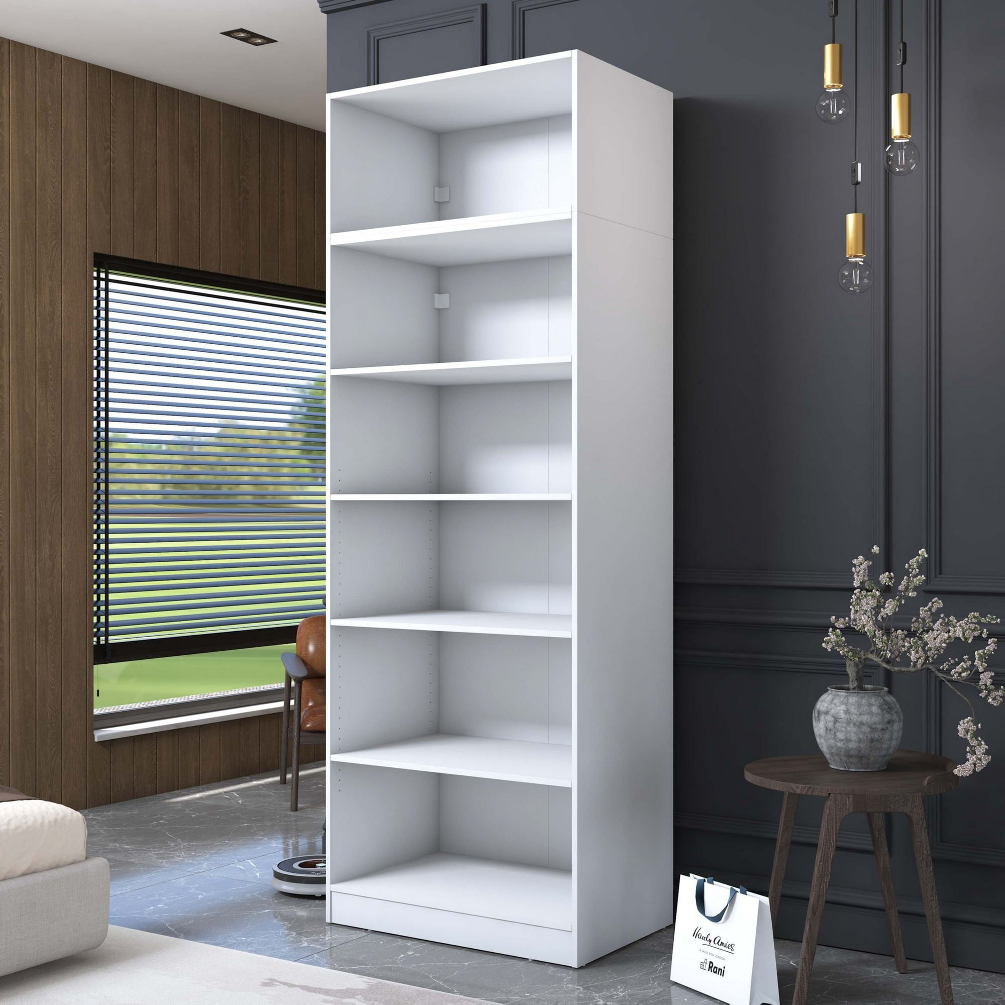 Dulap haine BA210, 90 x 255 x 57,5 cm, alb, PAL, spatiu de depozitare, fixare pe perete — imaginea 10