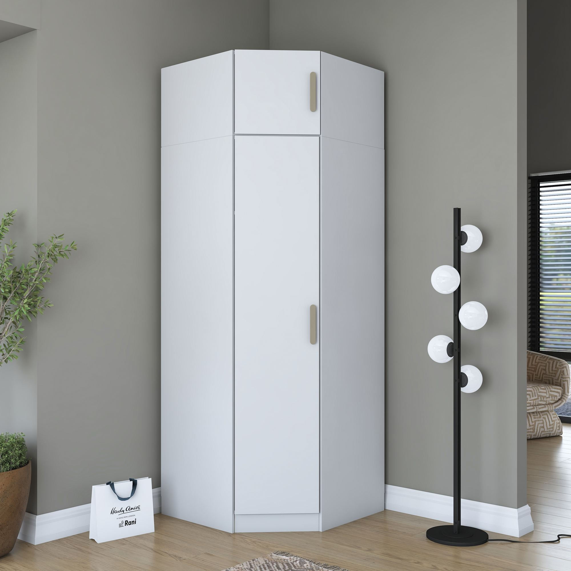 Dulap haine BA213, 91 x 255 x 57,5 cm, alb, PAL, spatiu de depozitare, fixare pe perete — imaginea 11