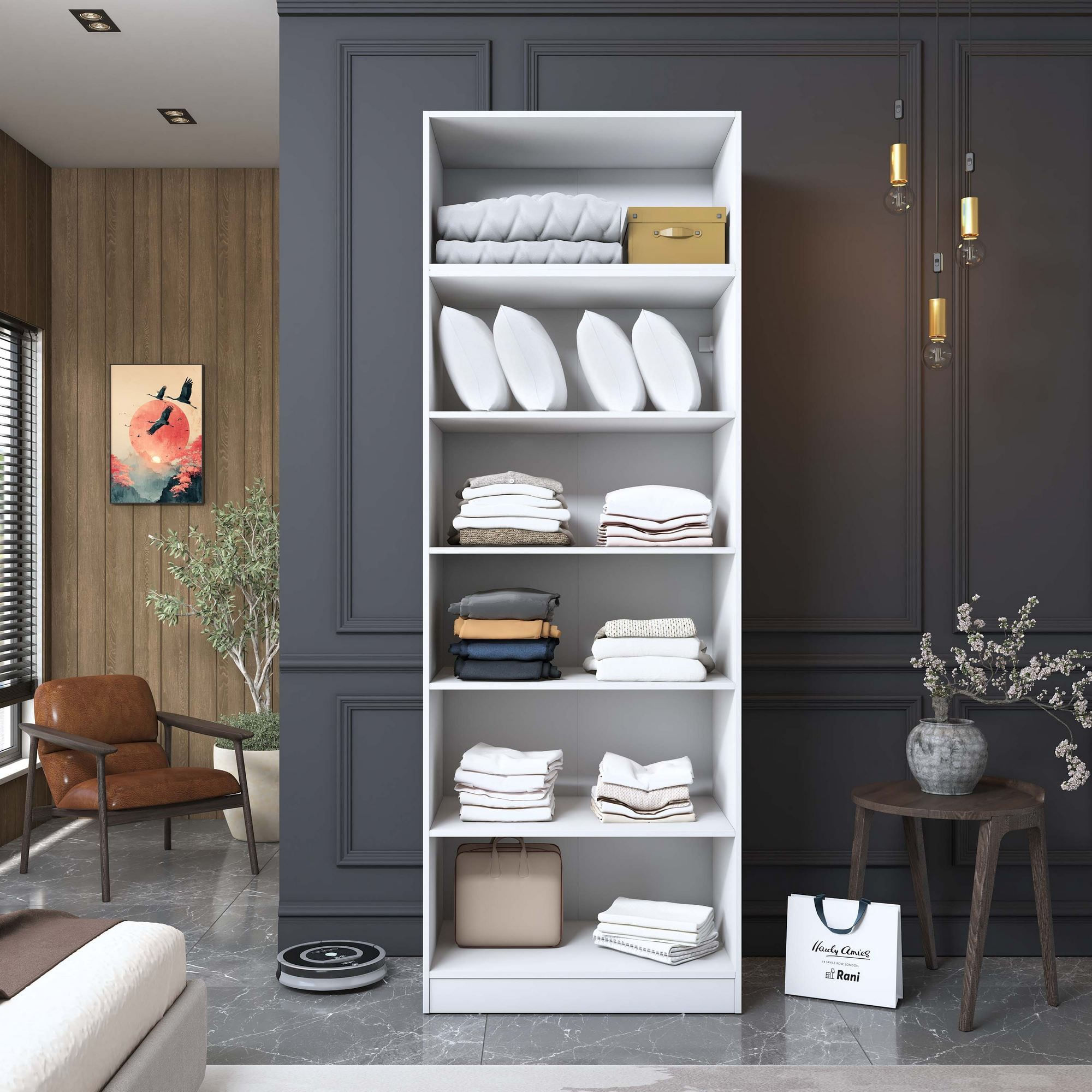 Dulap haine BA210, 90 x 255 x 57,5 cm, alb, PAL, spatiu de depozitare, fixare pe perete — imaginea 12