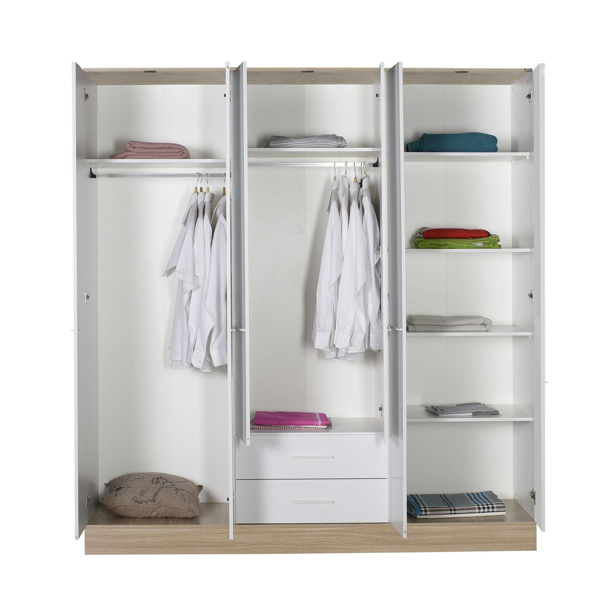 Dulap haine Base 6, 224 x 206 x 52 cm, alb, PAL melaminat, spatiu de depozitare, fixare pe perete — imaginea 6
