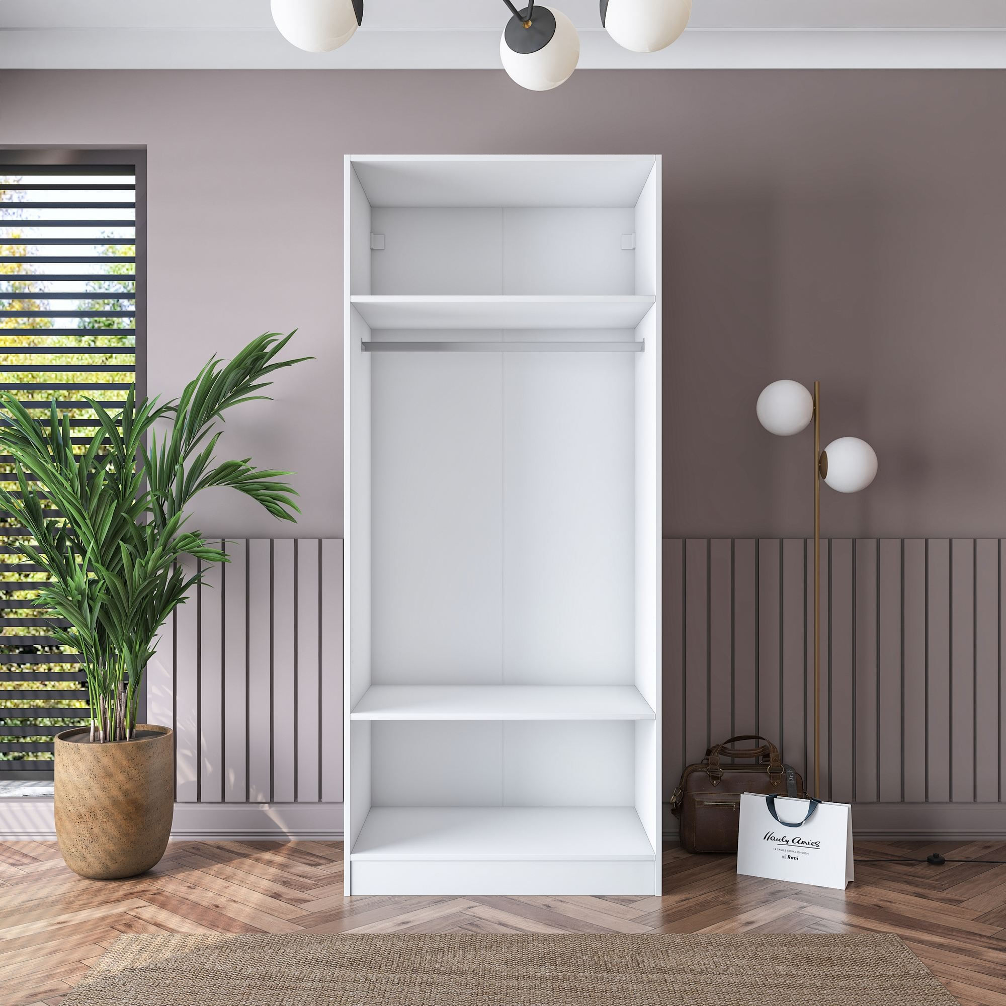 Dulap haine BA189, 90 x 210 x 57,5 cm, alb, PAL, spatiu de depozitare, fixare pe perete — imaginea 7