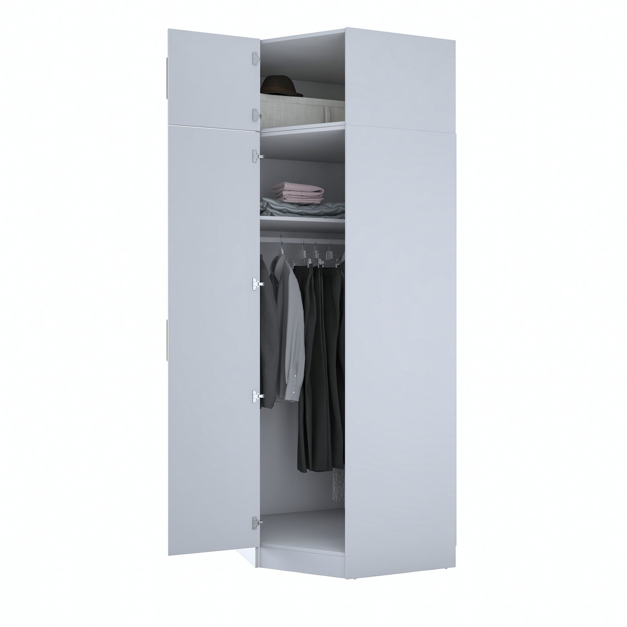 Dulap haine BA213, 91 x 255 x 57,5 cm, alb, PAL, spatiu de depozitare, fixare pe perete — imaginea 13