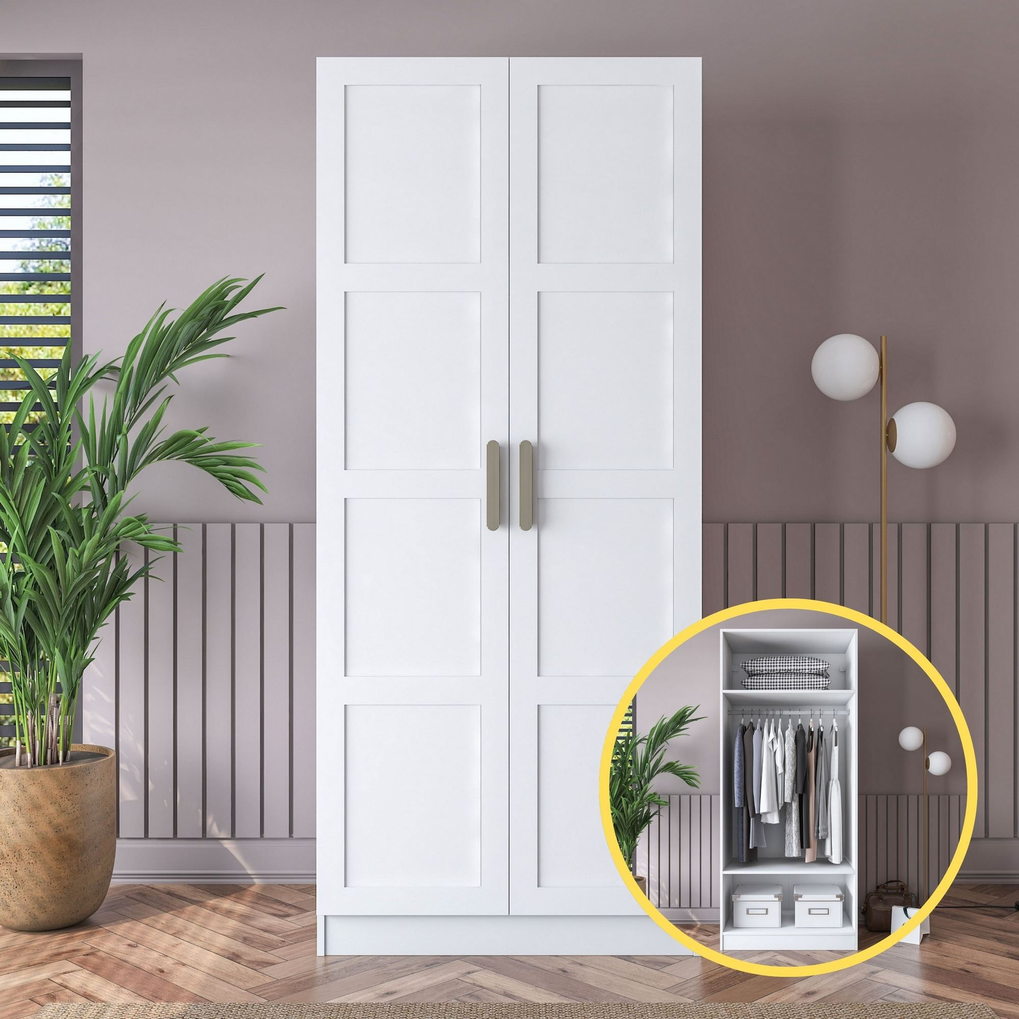 Dulap haine BA189, 90 x 210 x 57,5 cm, alb, PAL, spatiu de depozitare, fixare pe perete — imaginea 11
