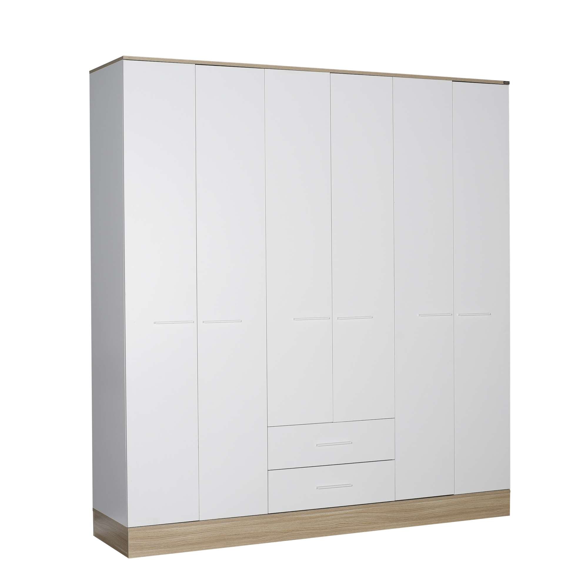 Dulap haine Base 6, 224 x 206 x 52 cm, alb, PAL melaminat, spatiu de depozitare, fixare pe perete — imaginea 10