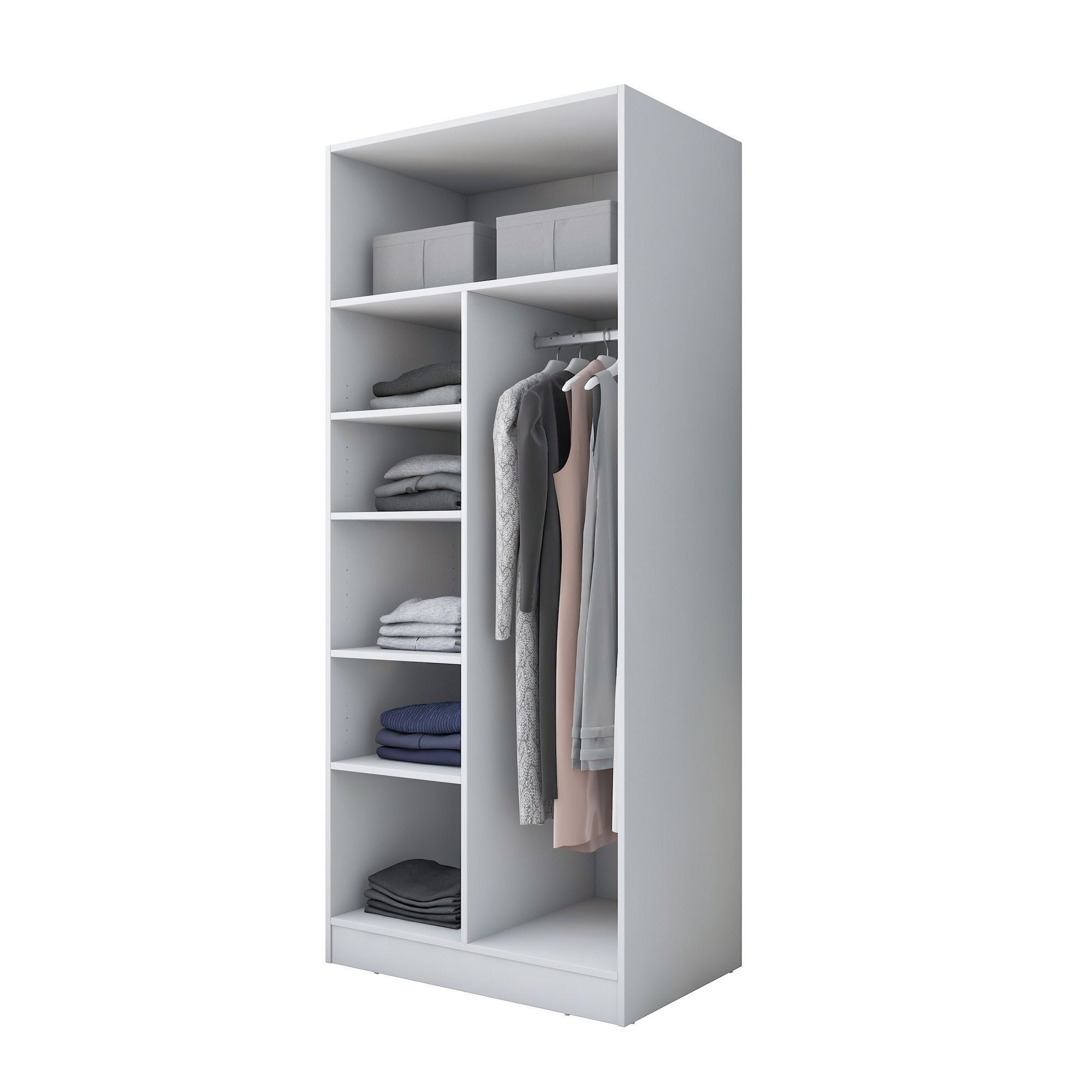 Dulap haine BA225, 90 x 210 x 57,5 cm, alb, PAL, spatiu de depozitare, fixare pe perete — imaginea 9