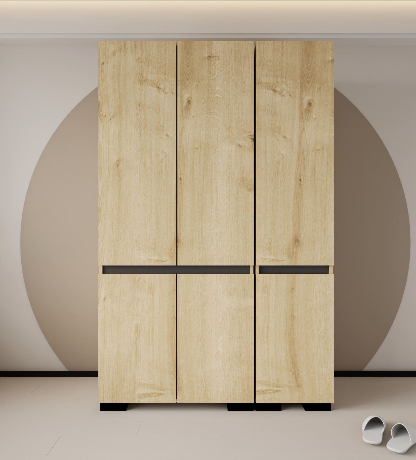Dulap haine Floransa 135, 135 x 210 x 52 cm, PAL melaminat, spatiu de depozitare, fixare pe perete, capacitate 30 kg, safir stejar / antracit — imaginea 2