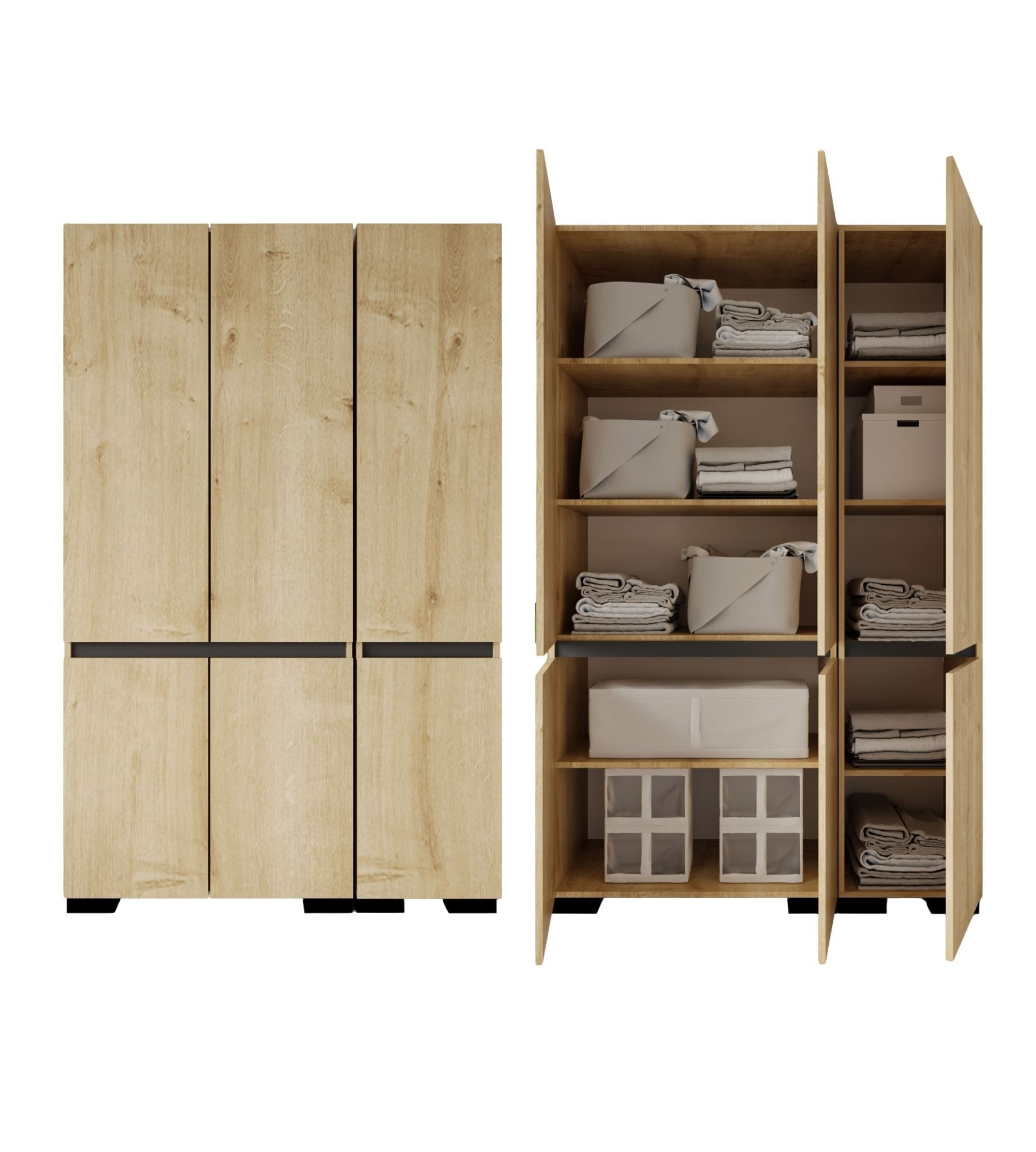 Dulap haine Floransa 135, 135 x 210 x 52 cm, PAL melaminat, spatiu de depozitare, fixare pe perete, capacitate 30 kg, safir stejar / antracit — imaginea 6