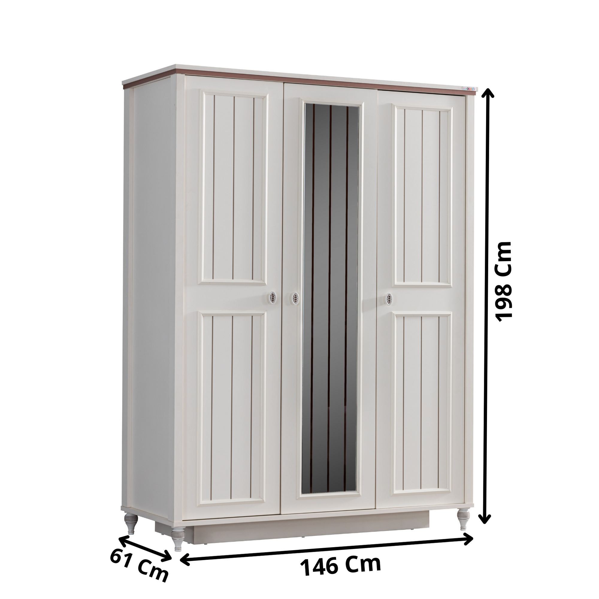 Dulap haine Ezgi, 146 x 198 x 61 cm, crem deschis, PAL melaminat, spatiu de depozitare, fixare pe perete — imaginea 5