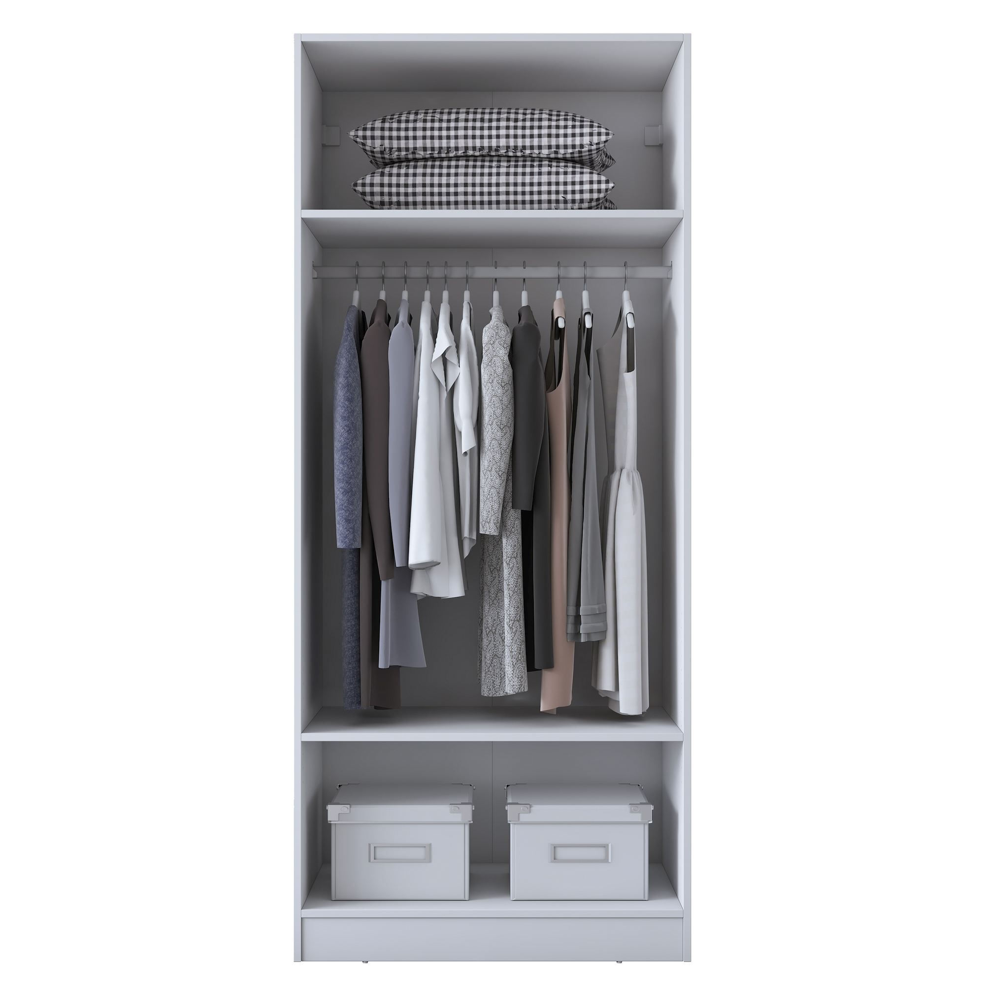 Dulap haine BA232, 90 x 210 x 57,5 cm, alb, PAL, spatiu de depozitare, fixare pe perete — imaginea 2