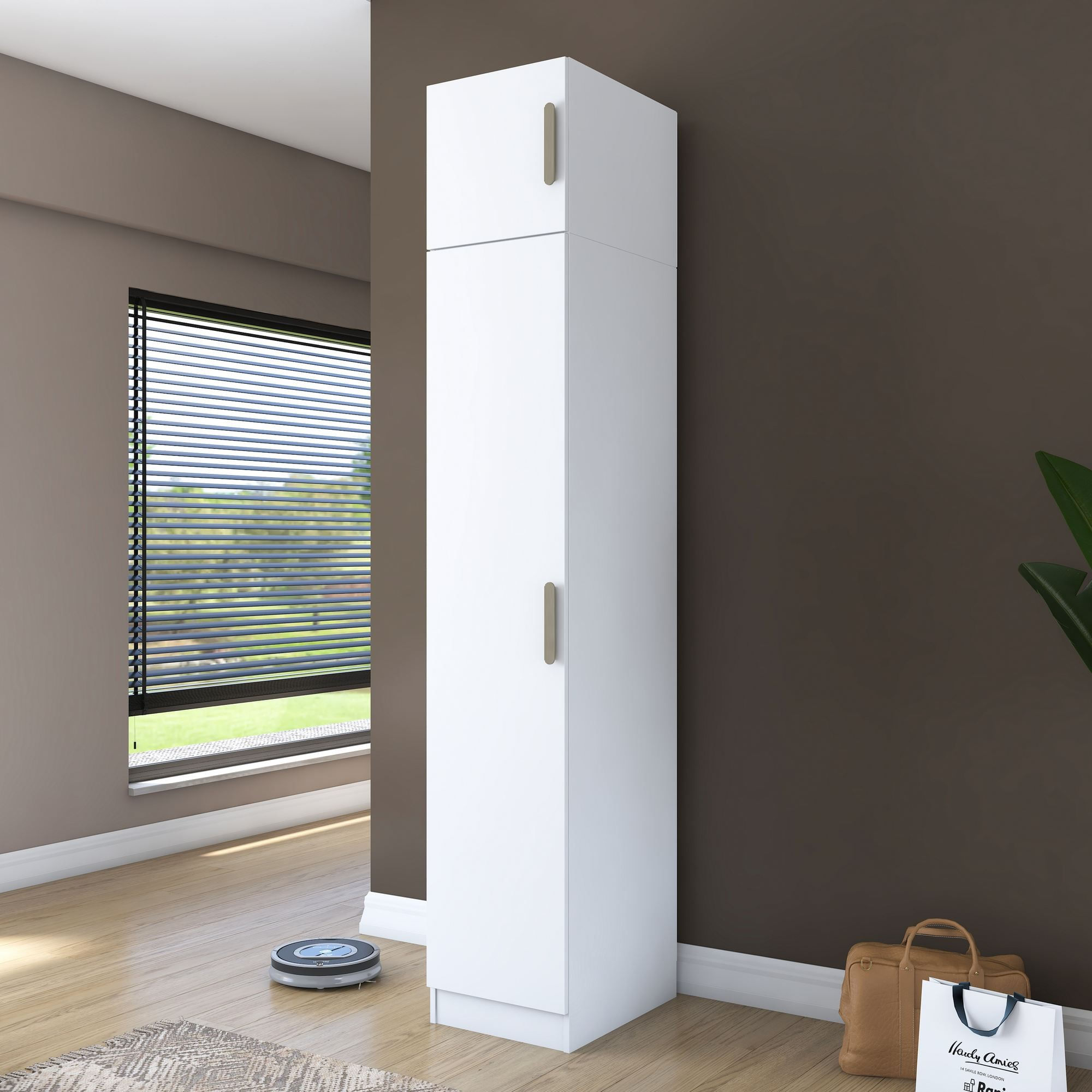 Dulap haine BA212, 45 x 255 x 57,5 cm, alb, PAL, spatiu de depozitare, fixare pe perete — imaginea 6
