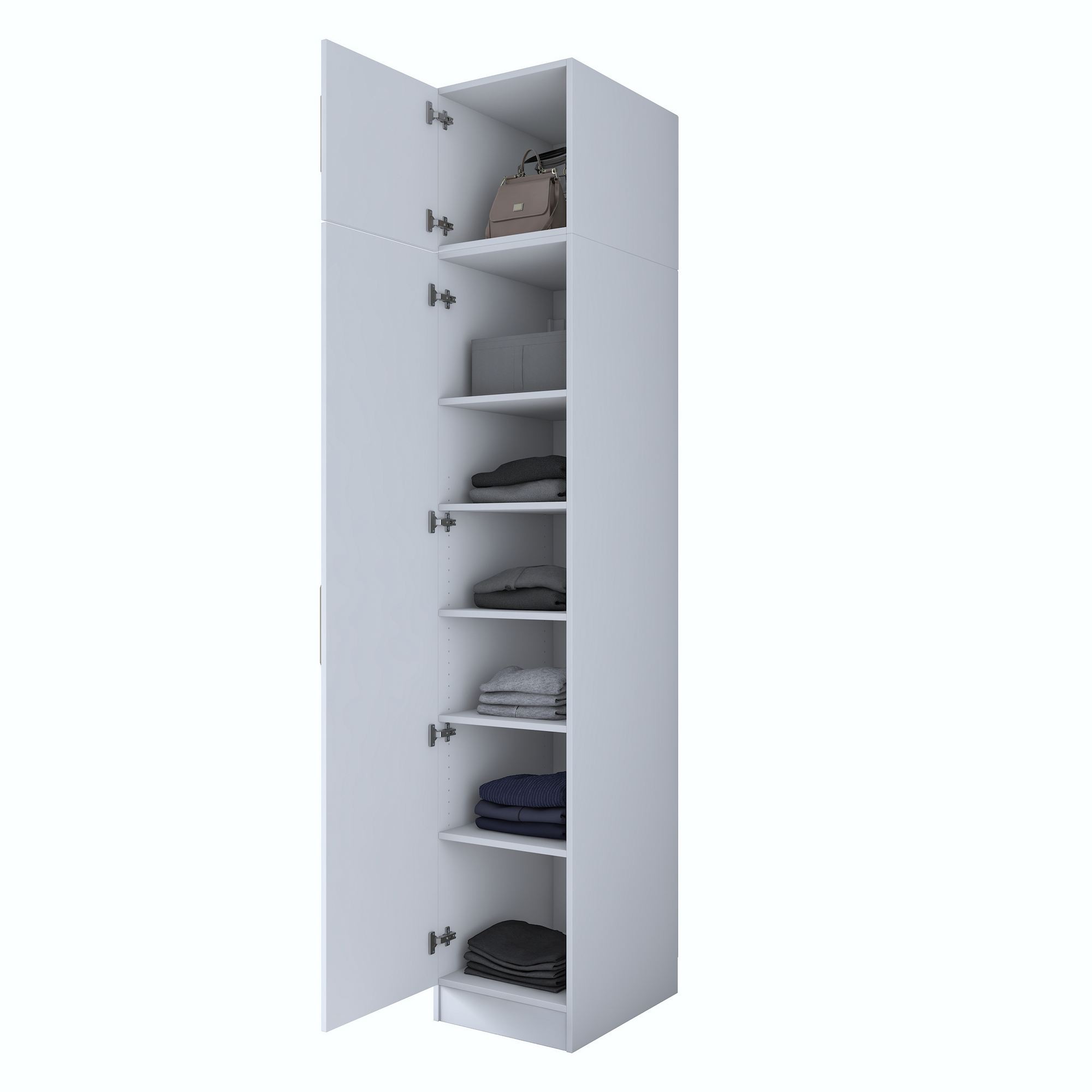 Dulap haine BA212, 45 x 255 x 57,5 cm, alb, PAL, spatiu de depozitare, fixare pe perete — imaginea 8