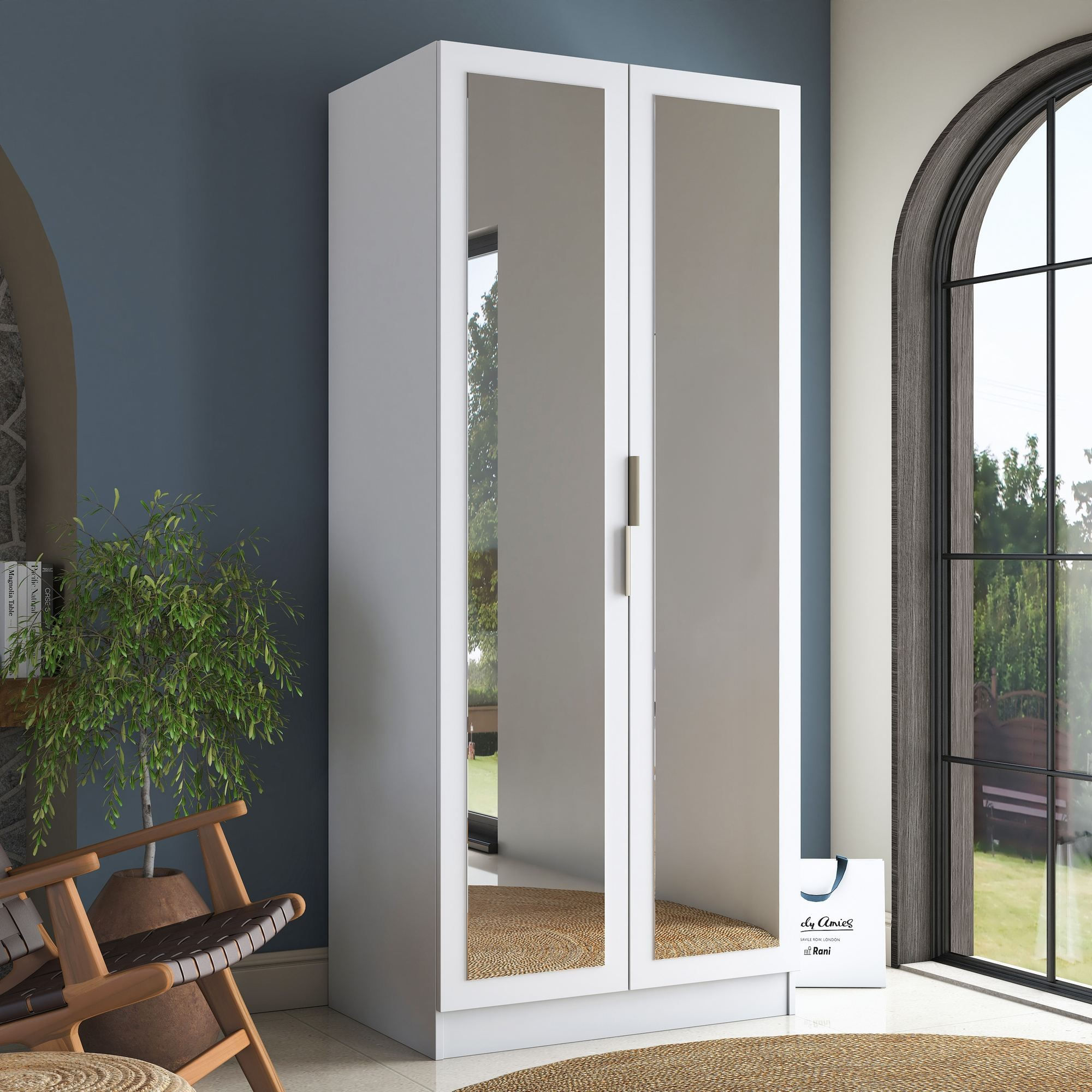 Dulap haine BA232, 90 x 210 x 57,5 cm, alb, PAL, spatiu de depozitare, fixare pe perete — imaginea 6