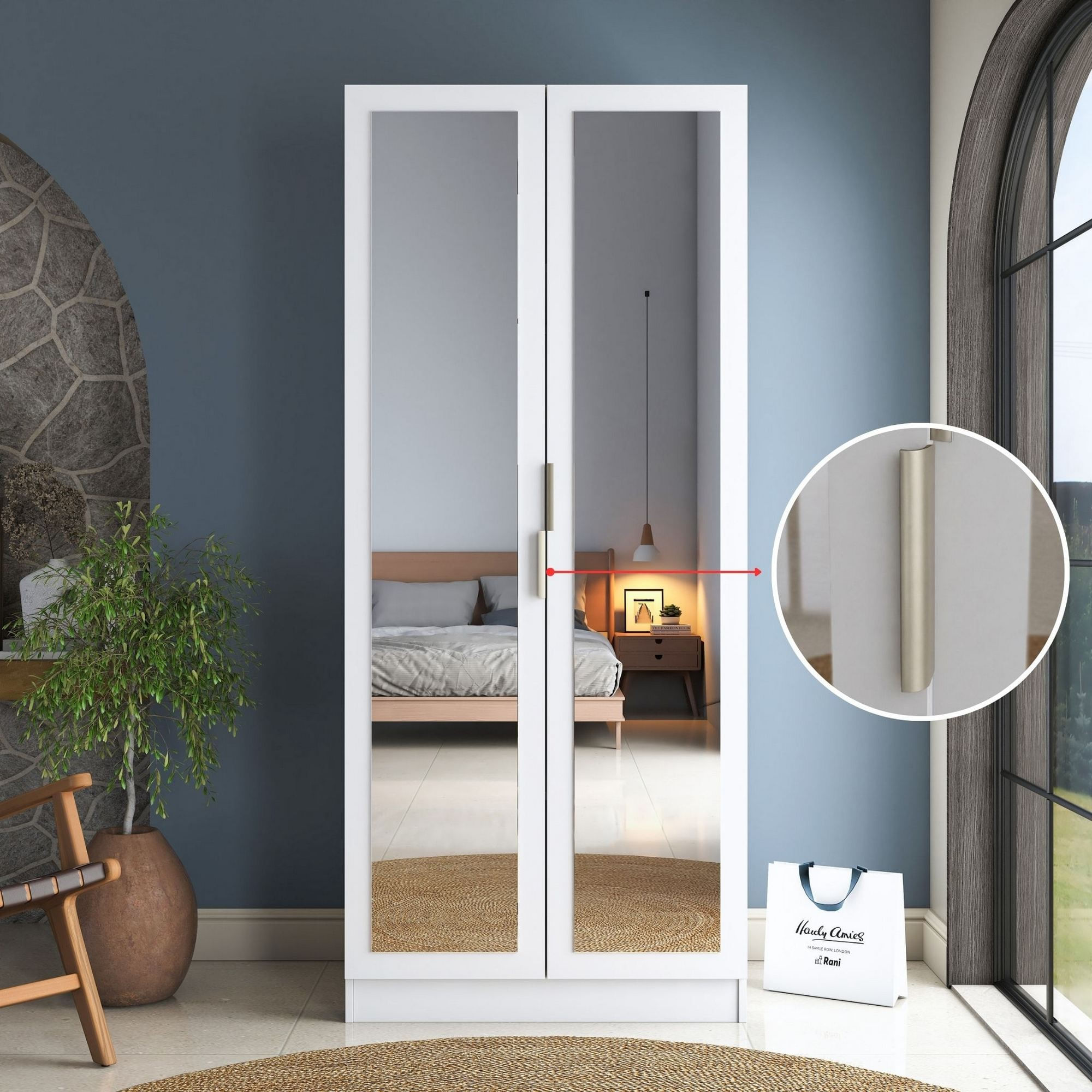 Dulap haine BA232, 90 x 210 x 57,5 cm, alb, PAL, spatiu de depozitare, fixare pe perete — imaginea 11