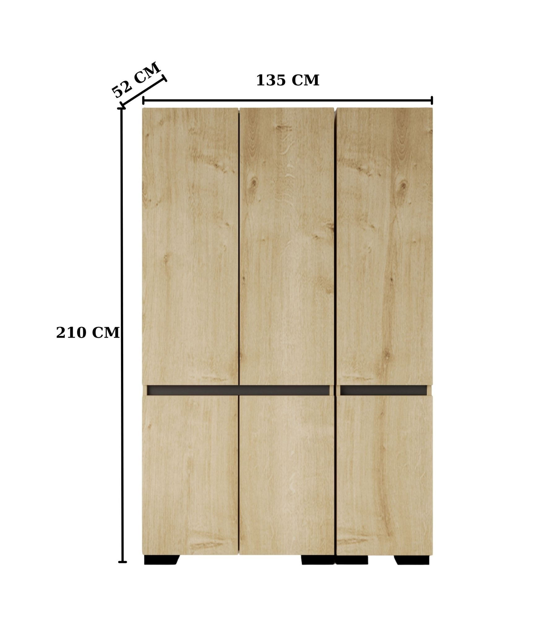 Dulap haine Floransa 135, 135 x 210 x 52 cm, PAL melaminat, spatiu de depozitare, fixare pe perete, capacitate 30 kg, safir stejar / antracit — imaginea 6