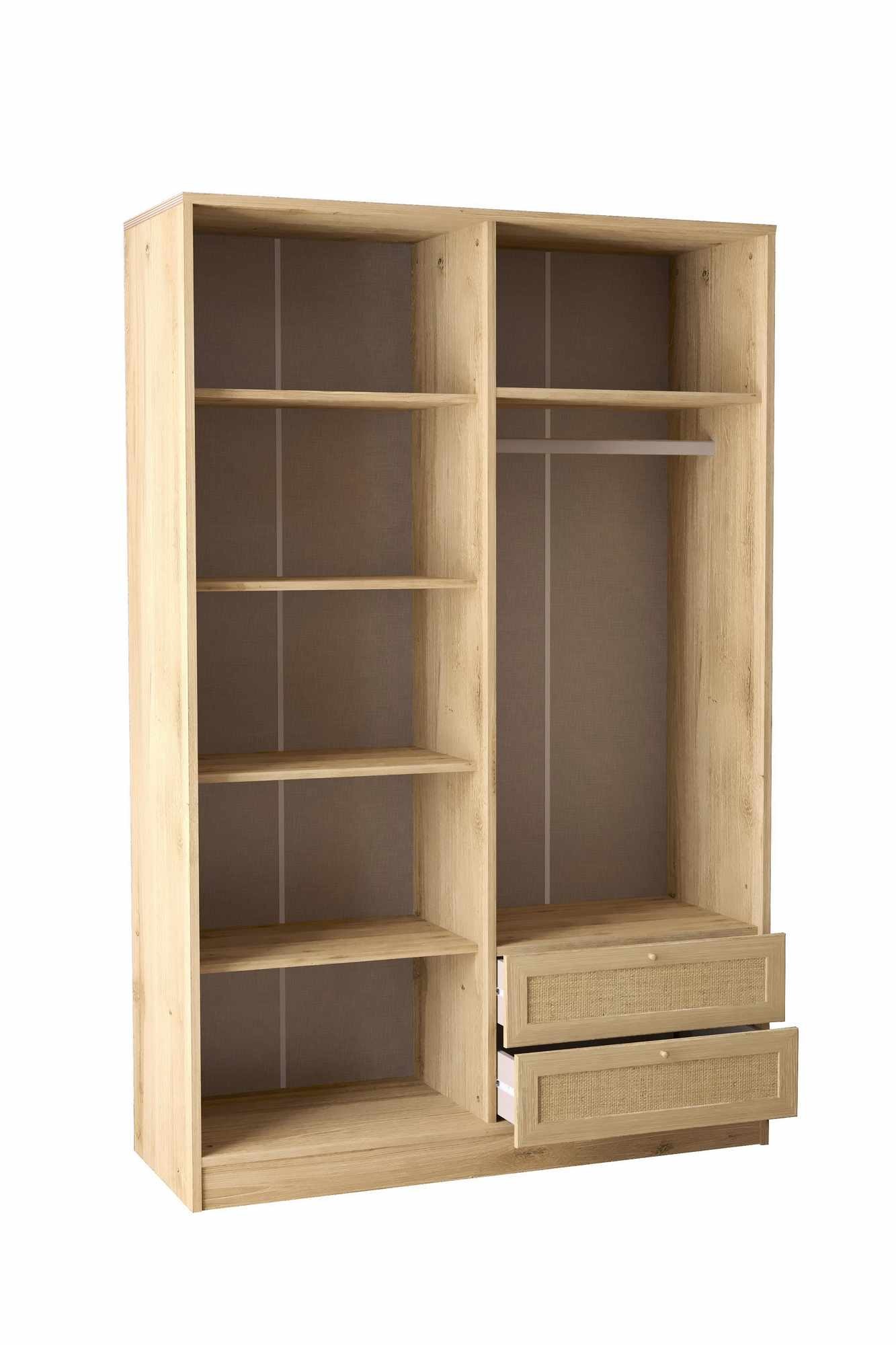 Dulap haine Baru 210, 137 x 210 x 52 cm, bej, PAL melaminat, organizare haine — imaginea 3