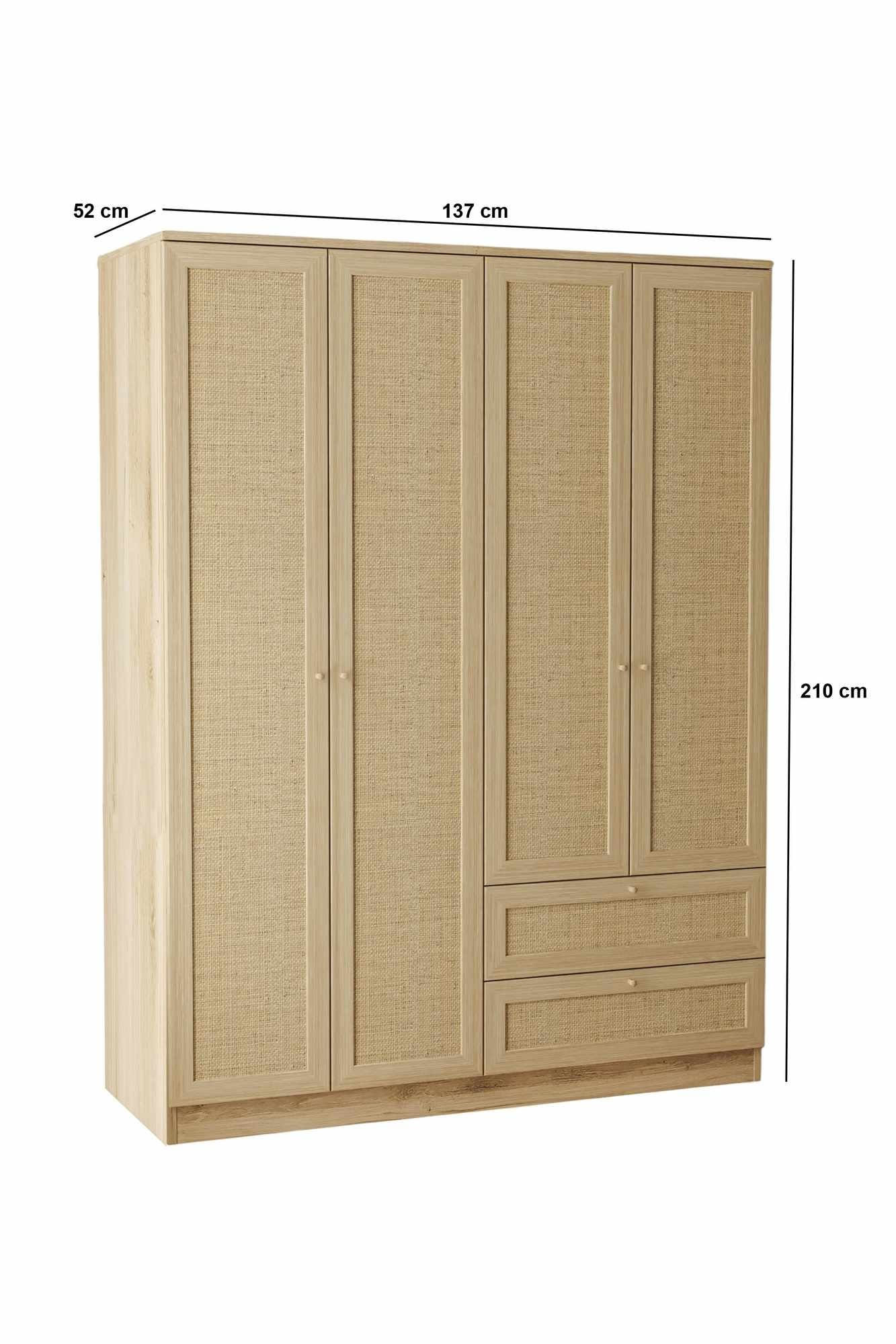 Dulap haine Baru 210, 137 x 210 x 52 cm, bej, PAL melaminat, organizare haine — imaginea 5