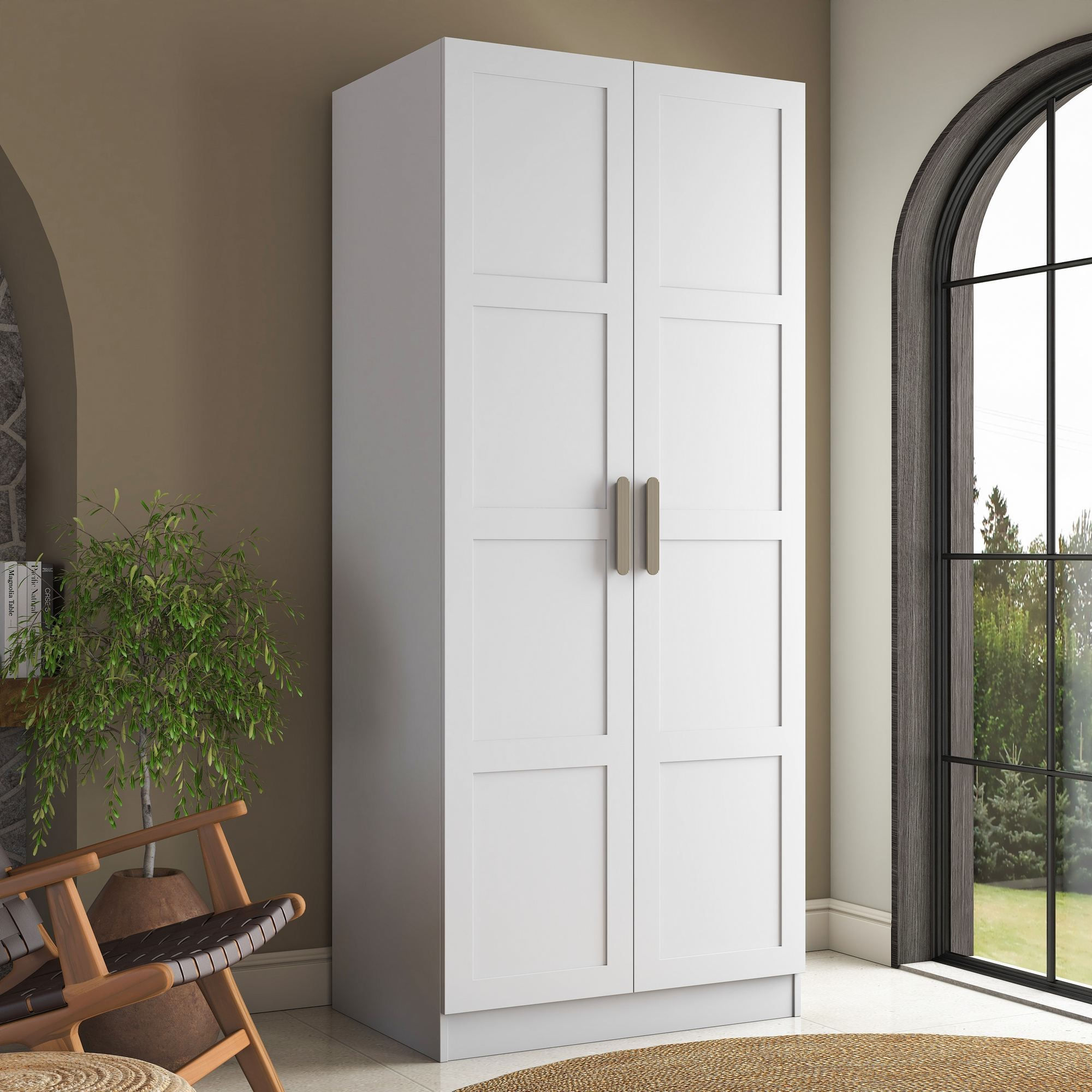 Dulap haine BA224, 90 x 210 x 57,5 cm, alb, PAL, spatiu de depozitare, fixare pe perete — imaginea 11