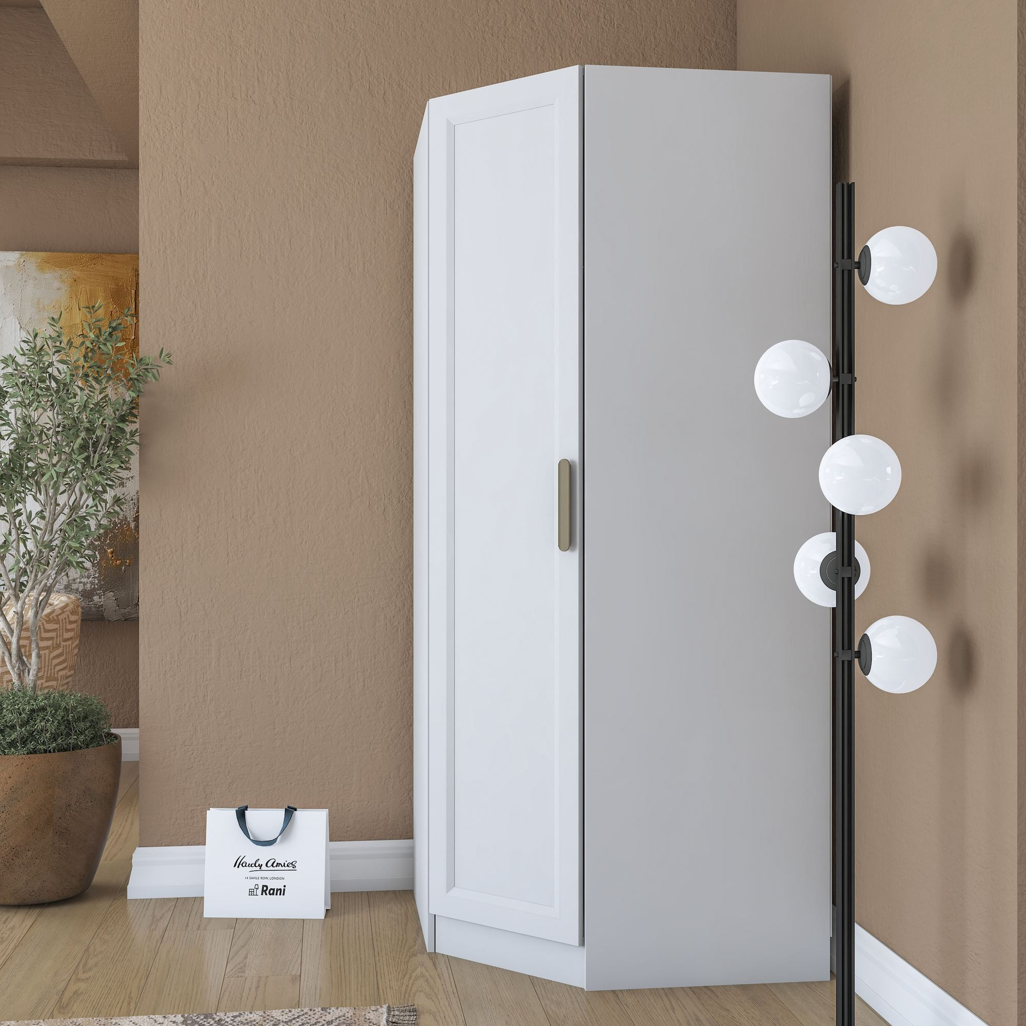 Dulap haine BA205, 91 x 210 x 57,5 cm, alb, PAL, spatiu de depozitare, fixare pe perete — imaginea 7