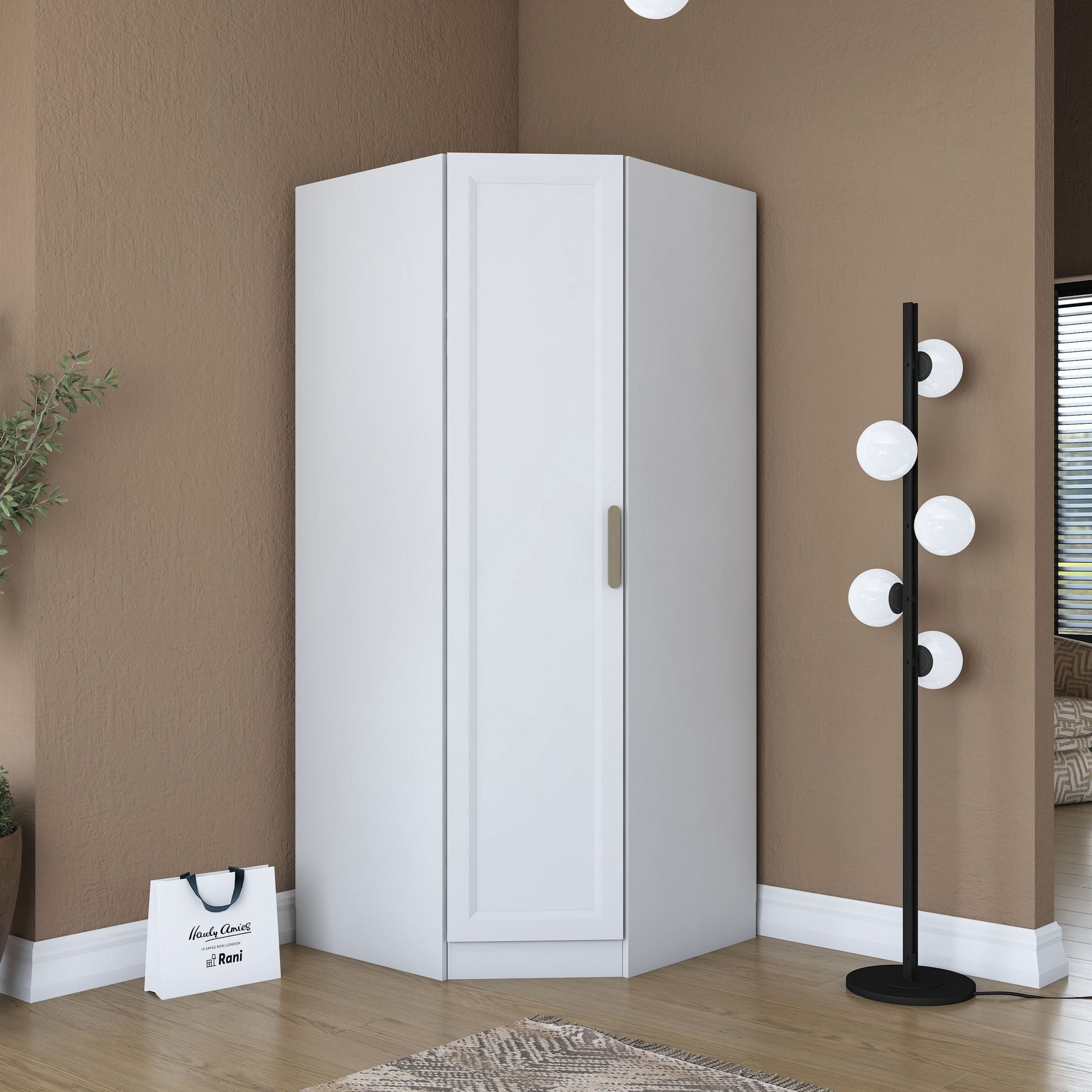 Dulap haine BA205, 91 x 210 x 57,5 cm, alb, PAL, spatiu de depozitare, fixare pe perete — imaginea 10