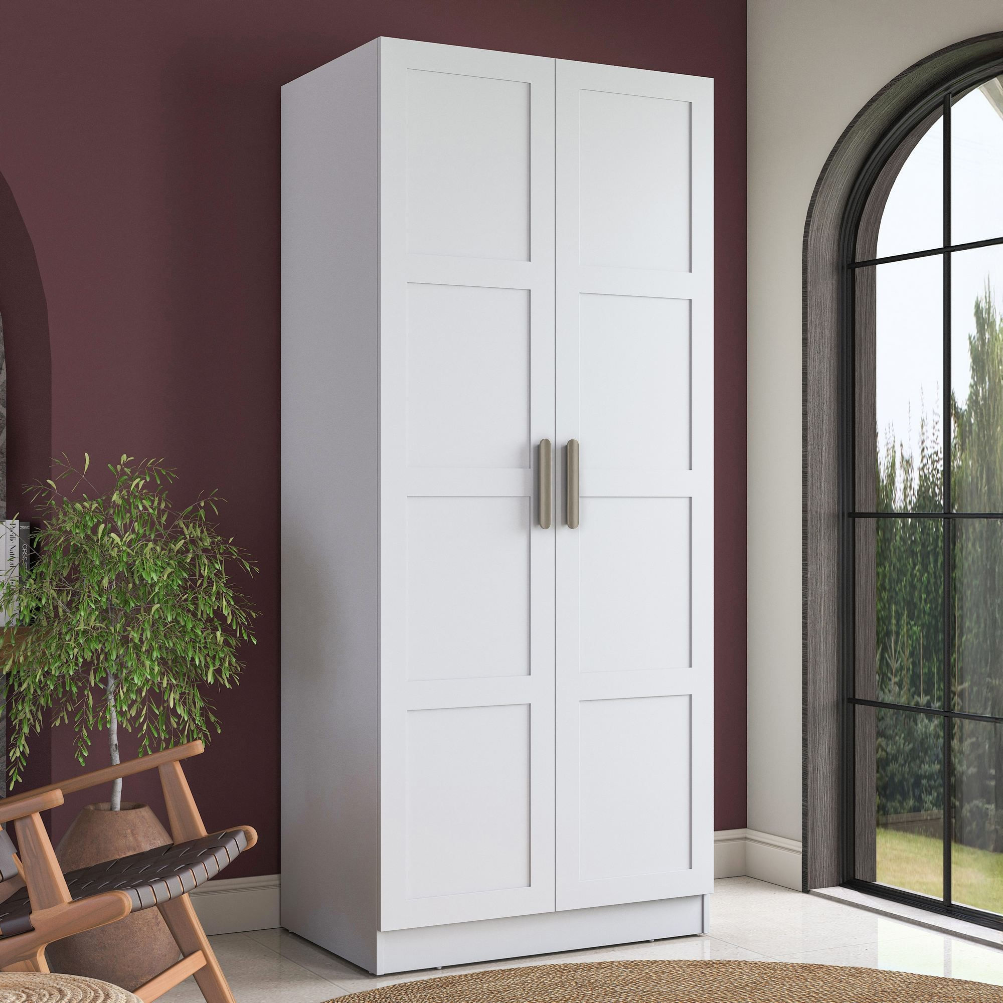 Dulap haine BA221, 90 x 210 x 57,5 cm, alb, PAL, spatiu de depozitare, fixare pe perete — imaginea 3